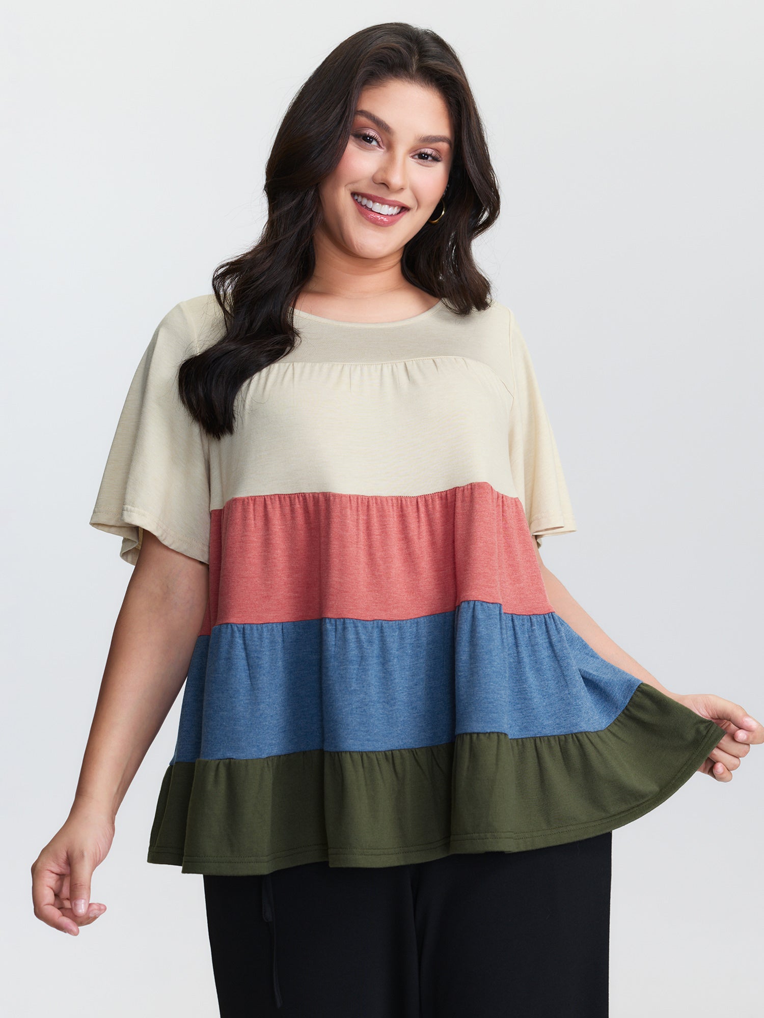 Supersoft Colorful Stripes A-Line Knit Top
