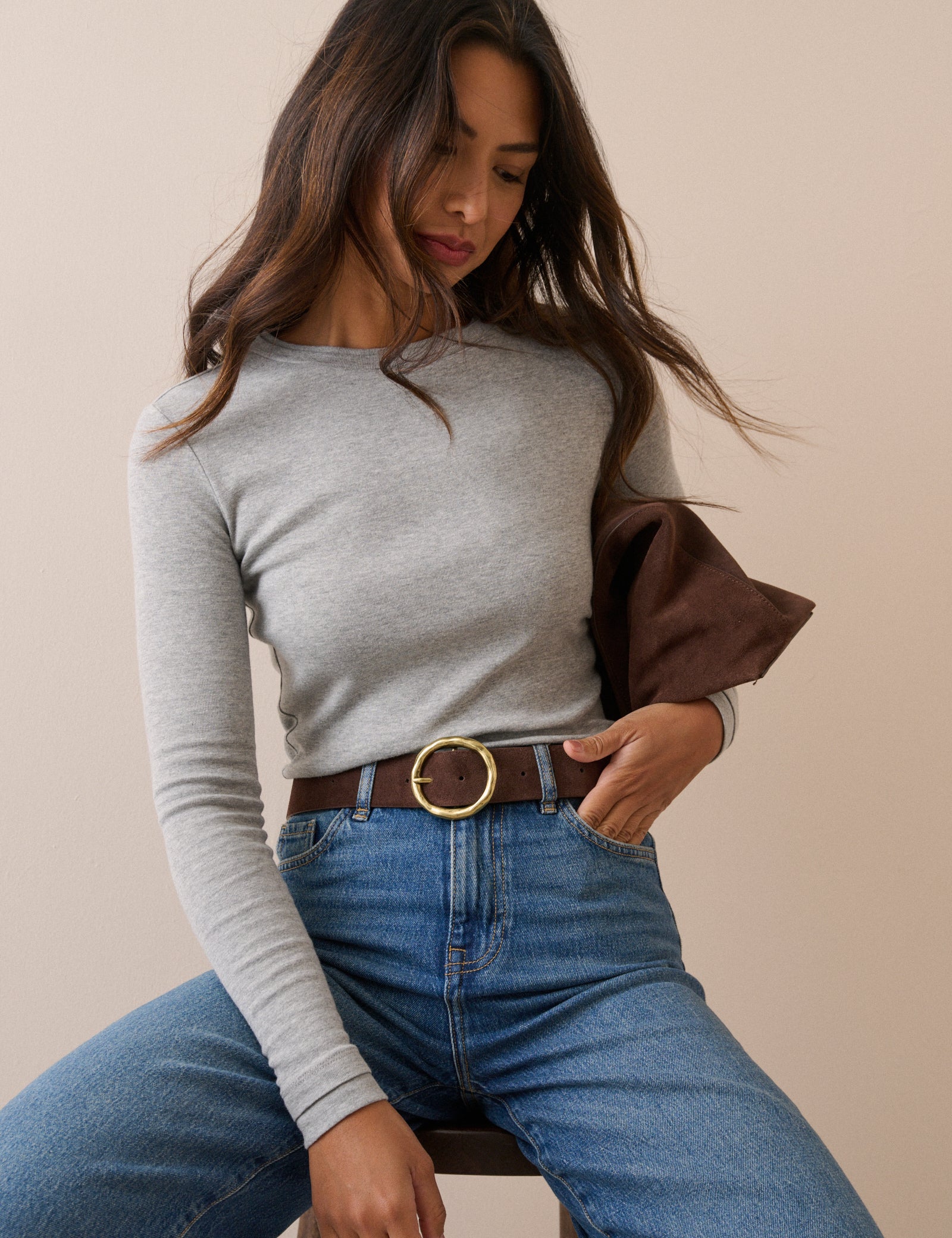 Grey Marl Double Layer Trim Modal-Rich Top