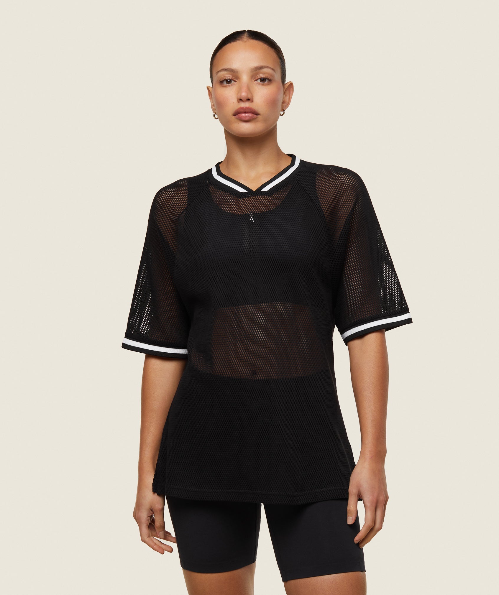 Gymshark Abstract Trend Mesh Tee - Black/Soft White