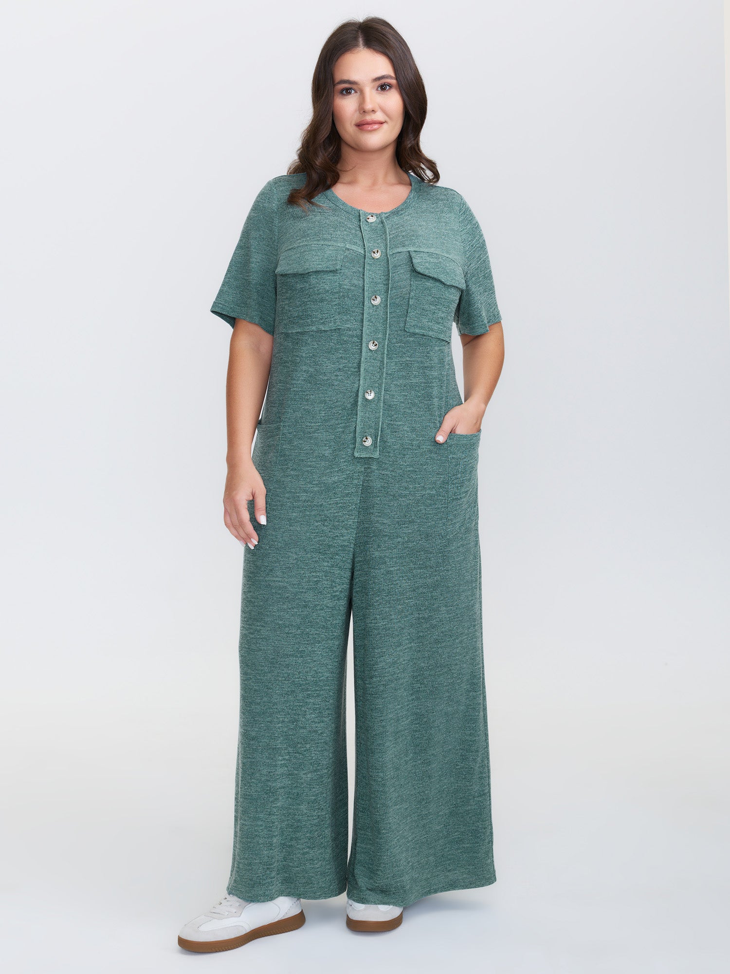 Supersoft Heather Button Placket Jumpsuit