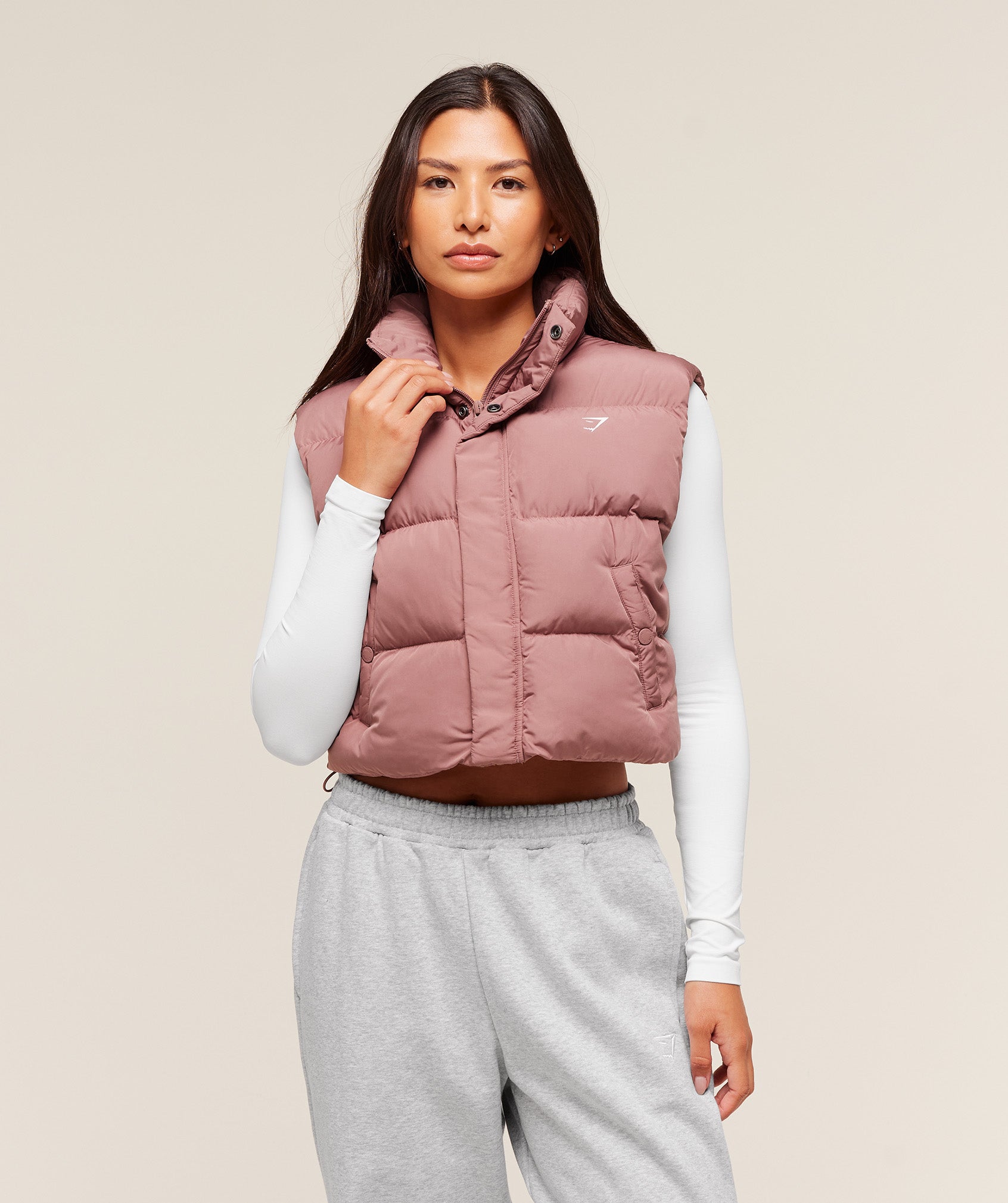 Gymshark Cropped Midi Gilet - Brick Brown