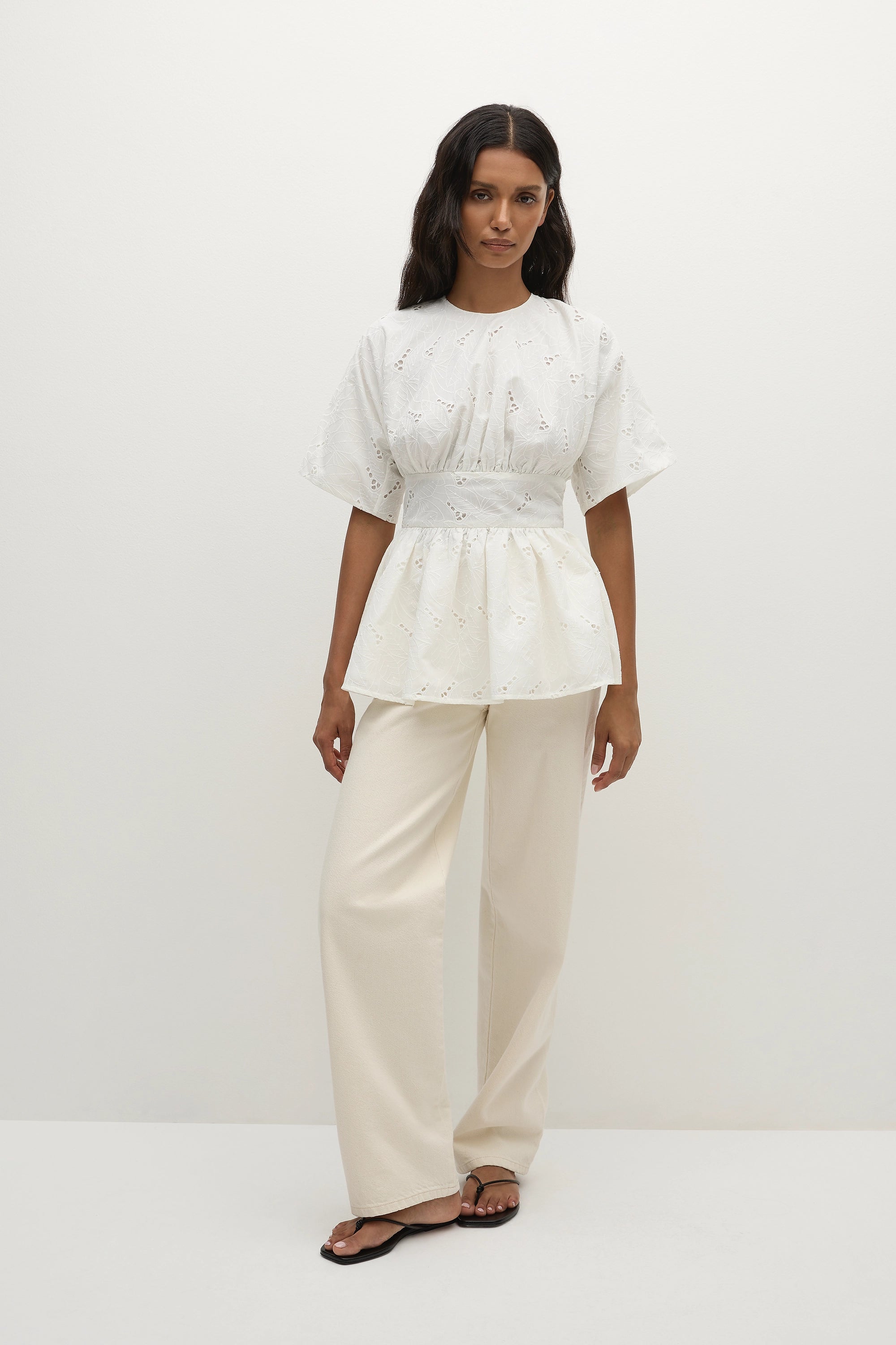 Vilde Top Birgitta Broderie Anglaise White - Final Sale