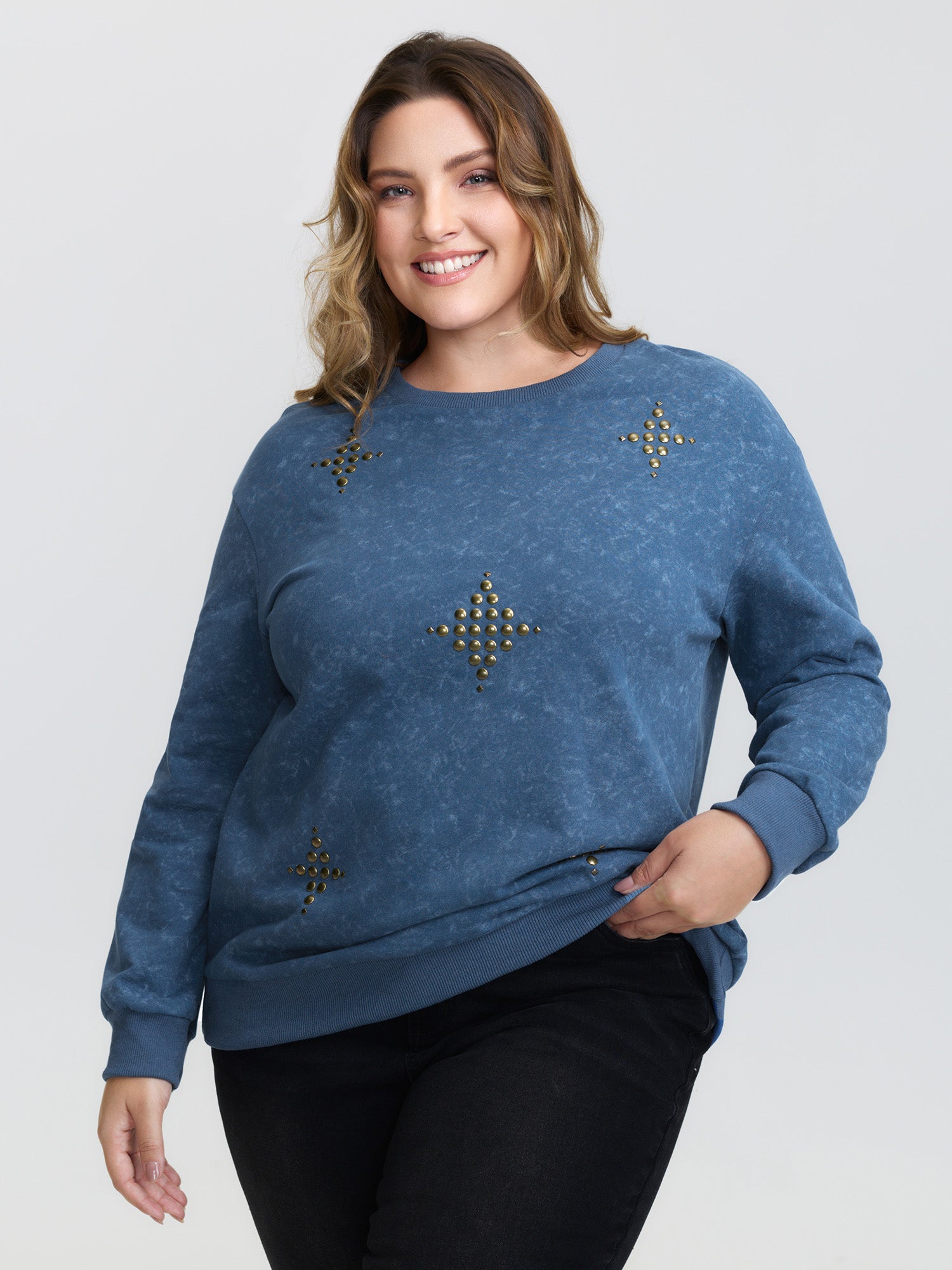 Rivets Detail Vintage Sweatshirt