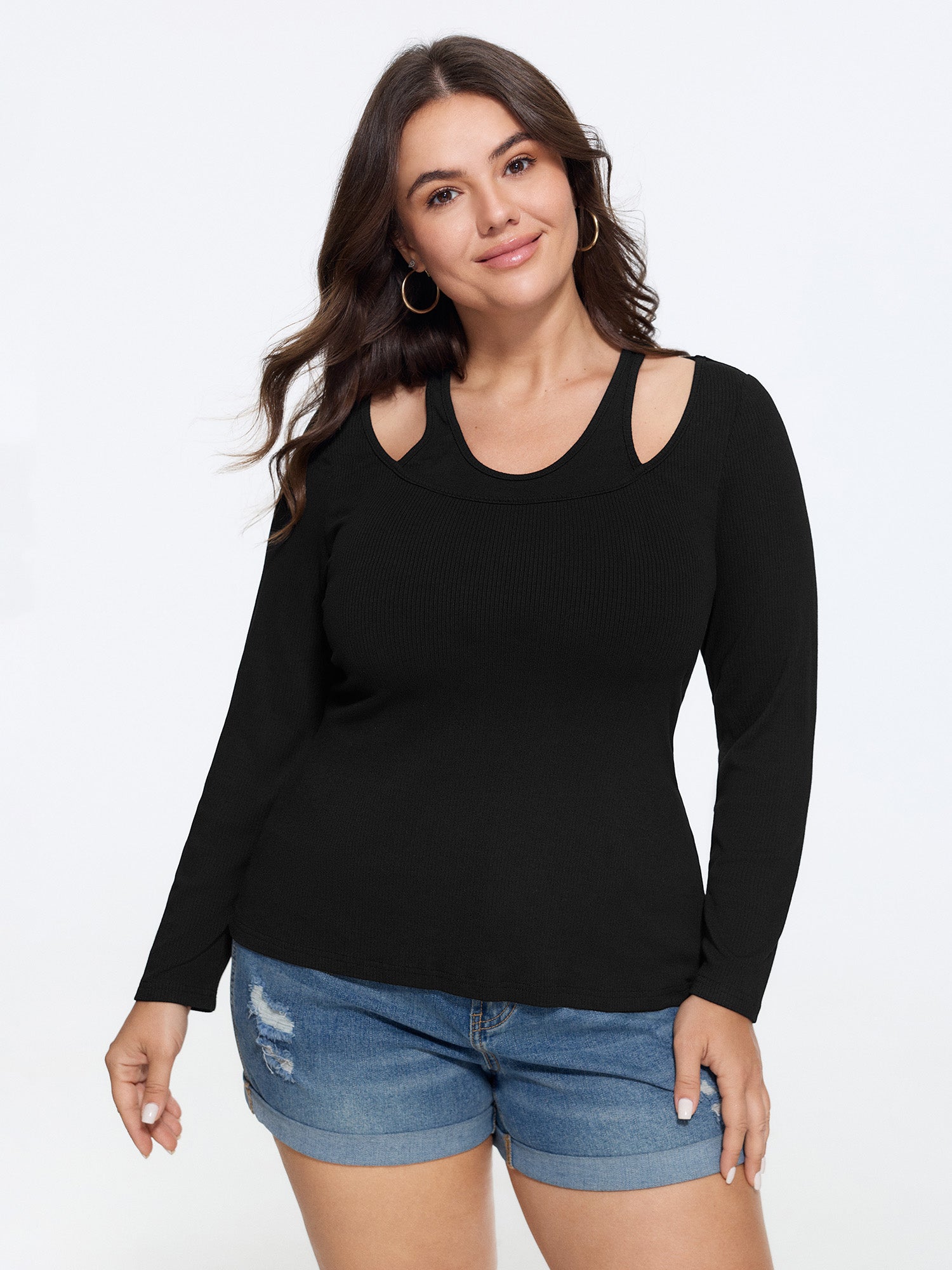 Supersoft Halter Neck Cut Out Long Sleeve T-Shirt