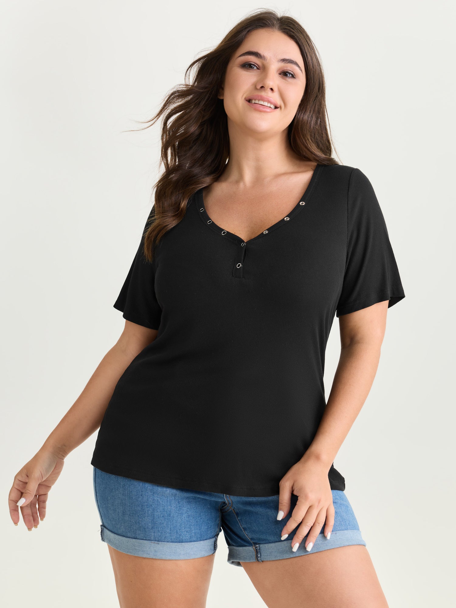 Supersoft Metal Studs Neckline T-Shirt