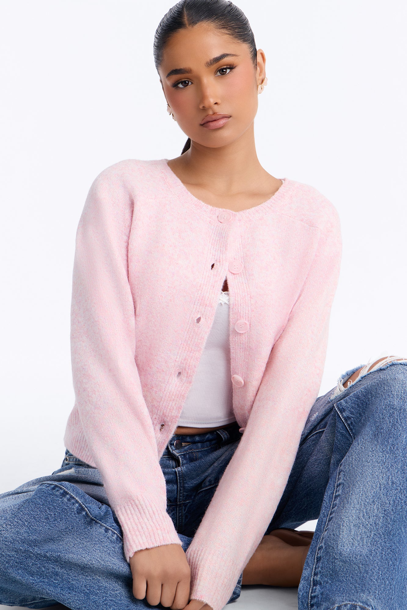Coffee With You Button Up Cardigan - Pink