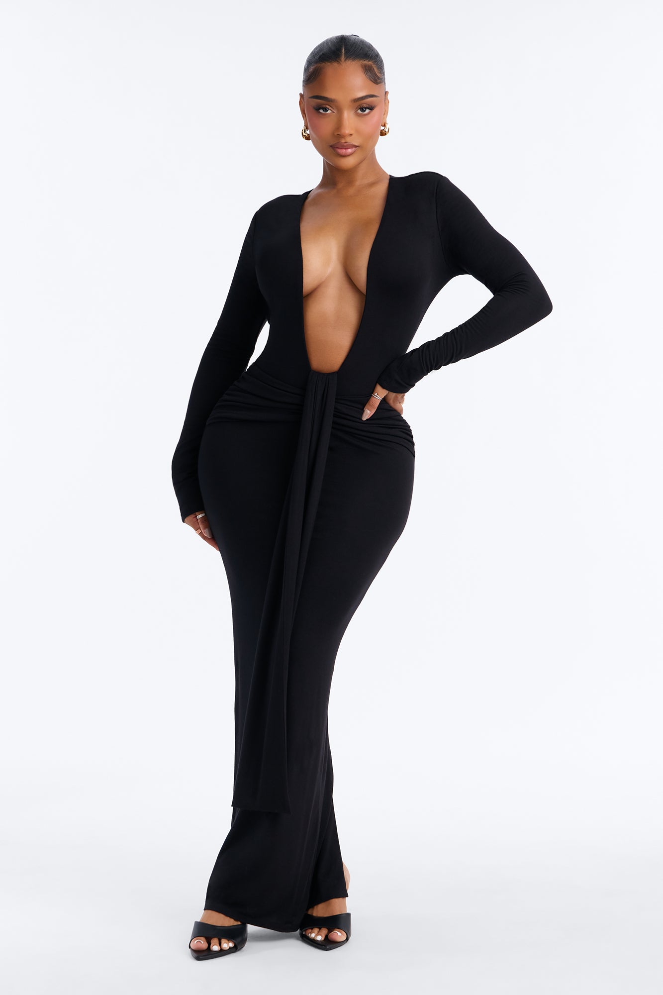 Rosie Modal Long Sleeve Maxi Dress - Black