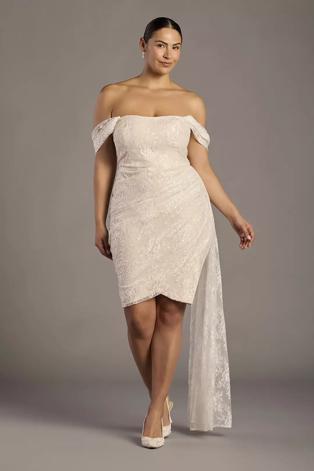 Strapless Sequin Lace Off-the-Shoulder Mini Dress