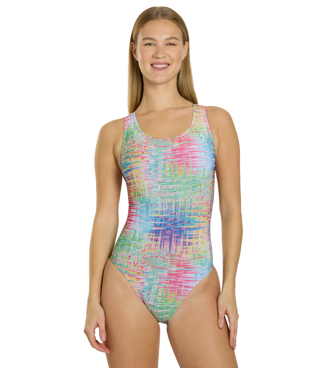 Illusions Activewear Women's A Colorful Inception Race Back One Piece Swimsuit