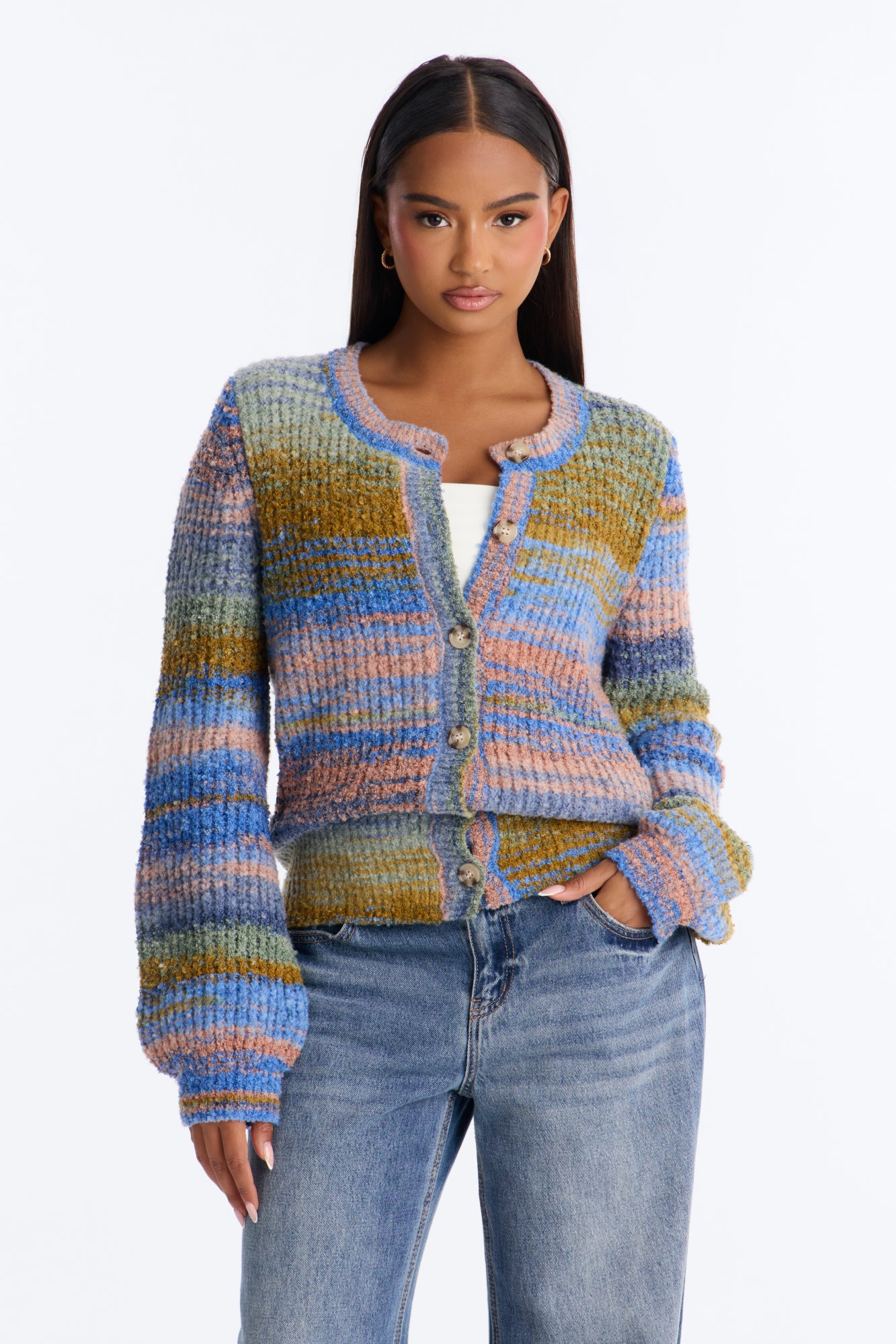 Amber Dusk Multi Stripe Cardigan - Multi Color