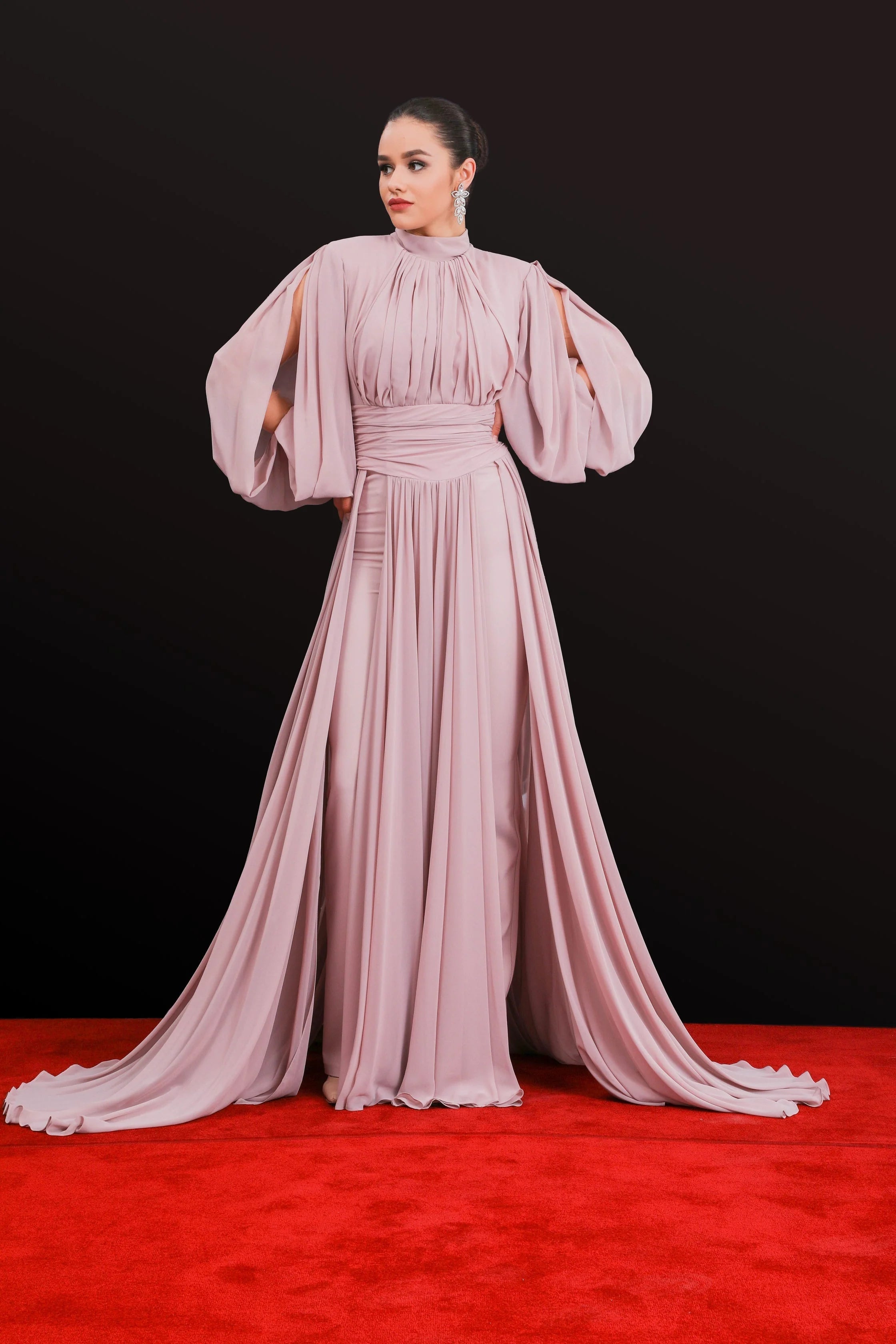 MNM Couture 2706A - Puff Sleeve Jumpsuit