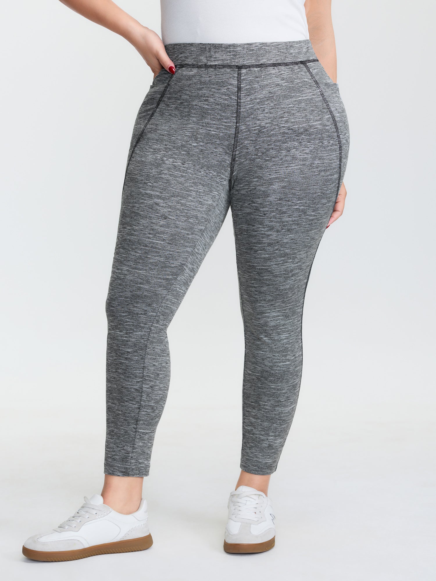 Stretchy Color Contrast Pocket Skinny-Fit Pants