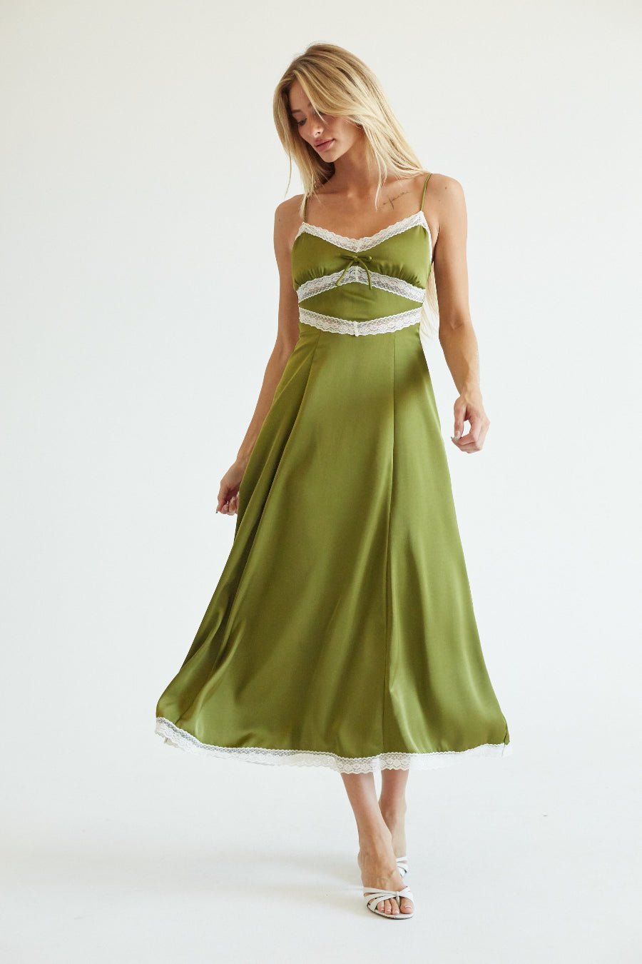 Robyn Lace Trim Satin Maxi Dress