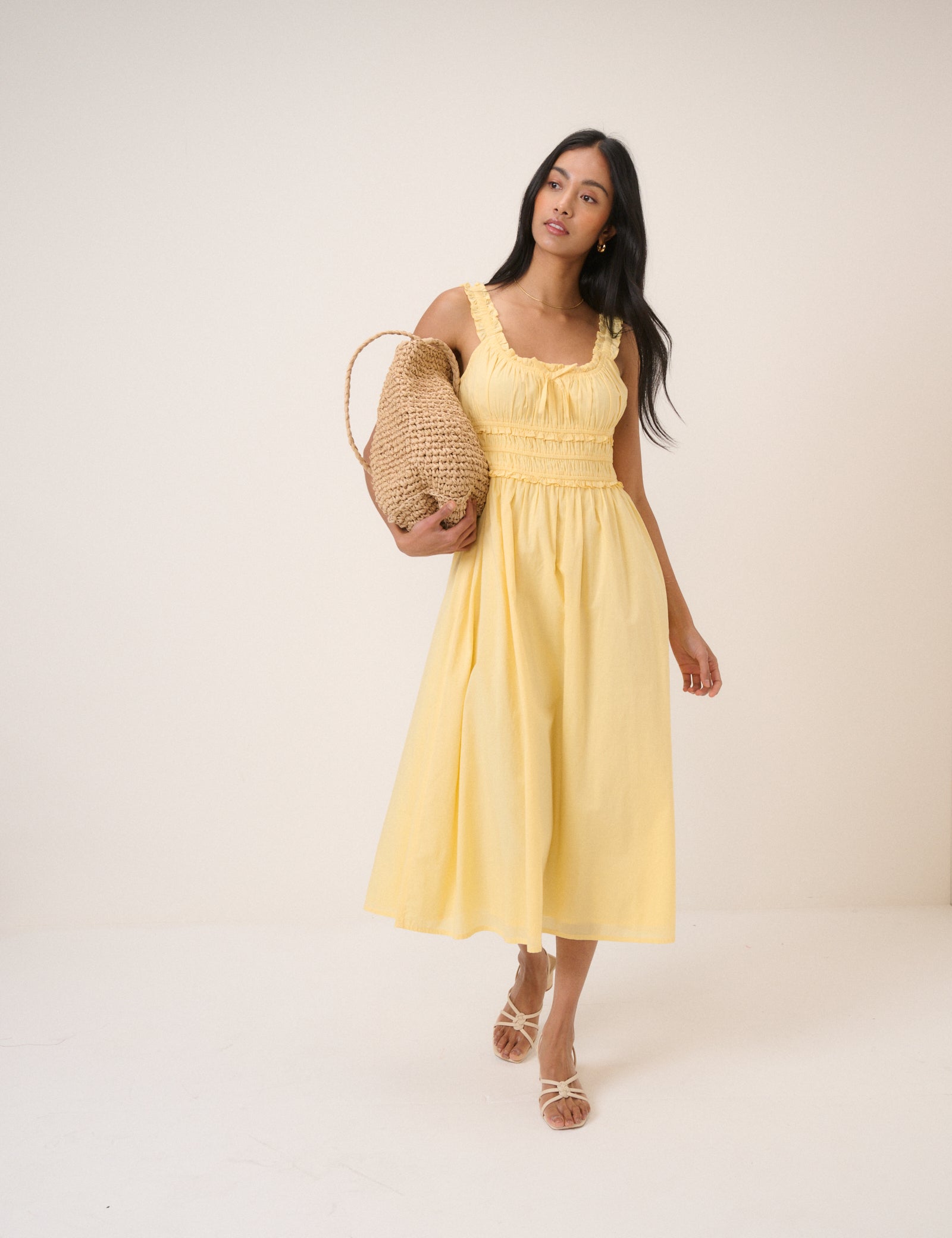 Butter Yellow Sleeveless Ariel Midi Dress