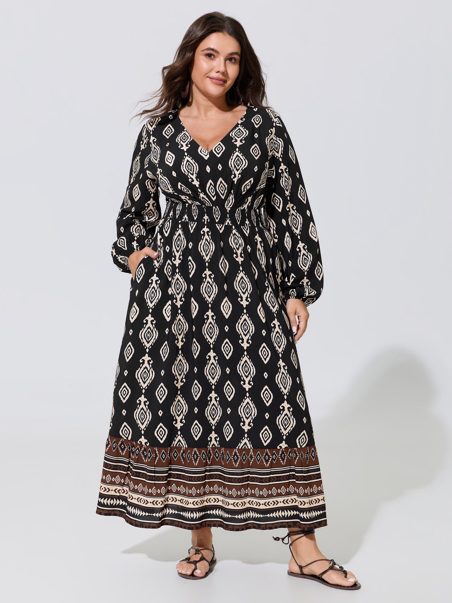 Supersoft Boho Print Shirred Waist Maxi Dress