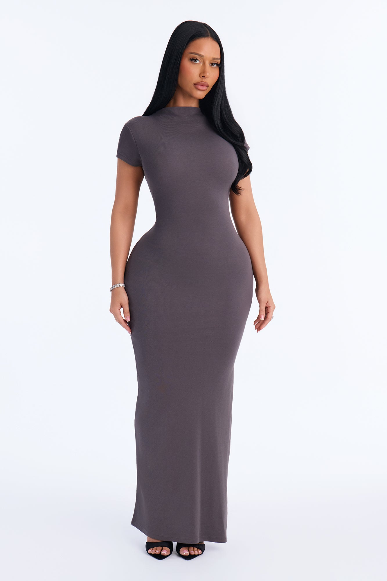 Harper Short Sleeve Maxi Dress - Charcoal