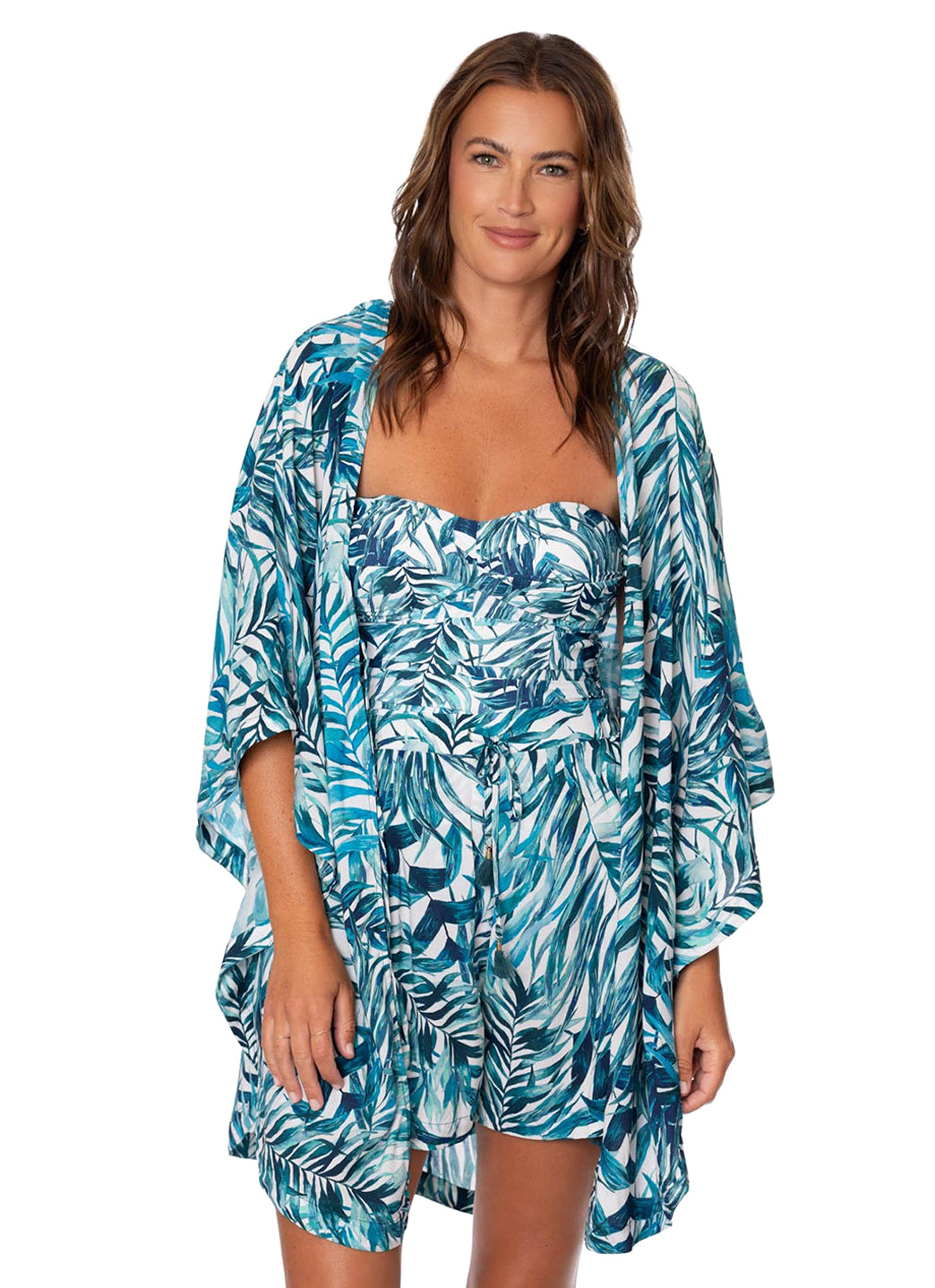 Jantzen Women's Palm Camouflage Madison Handkercheif Kimono Cover Up