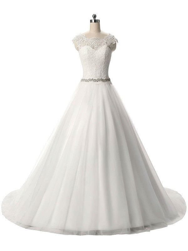 Gorgeous Ball Gown Tulle Wedding Dresses with Sweep Train
