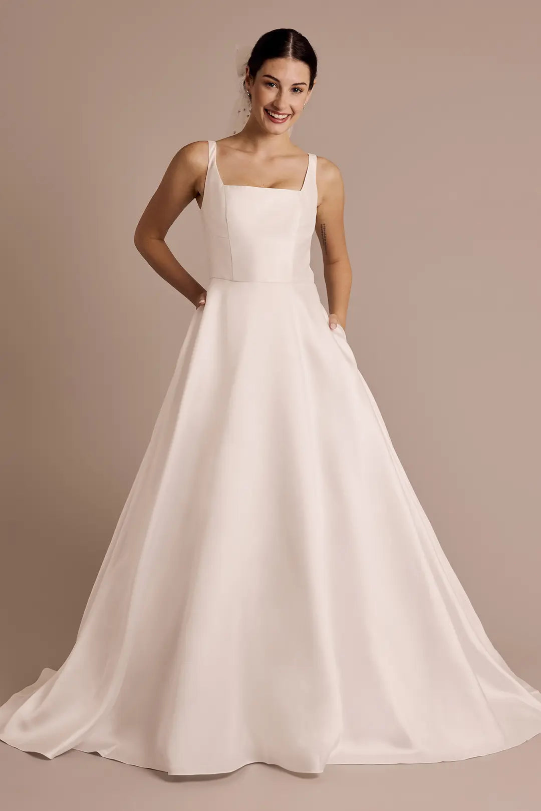 Square Neck Tank Mikado Ball Gown Wedding Dress