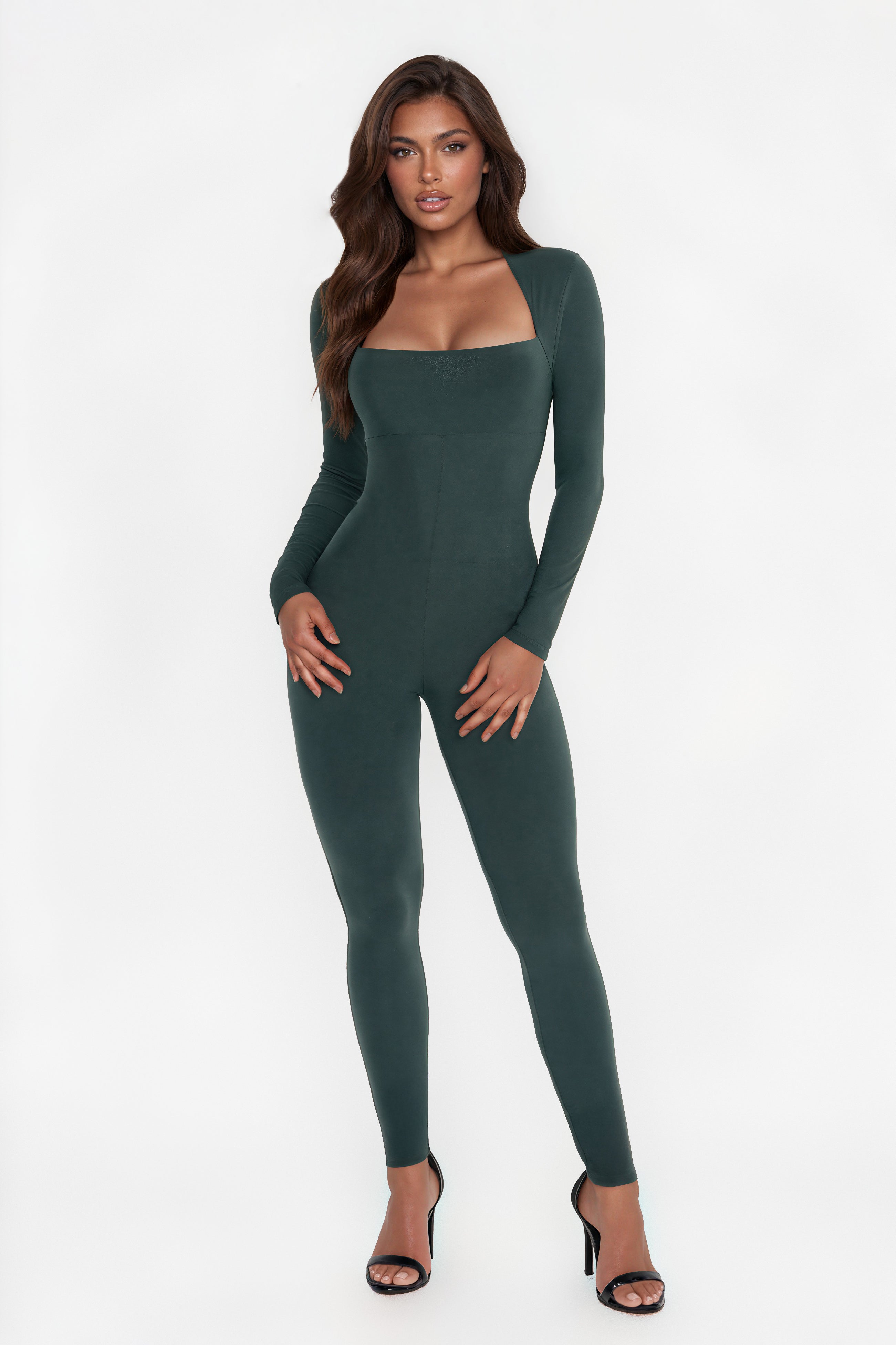 Date Night Essential Long Sleeve Catsuit - Olive