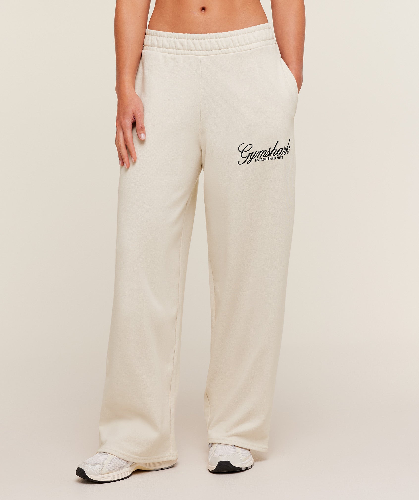 Gymshark Juice Peach Wide Leg Joggers - Oat White