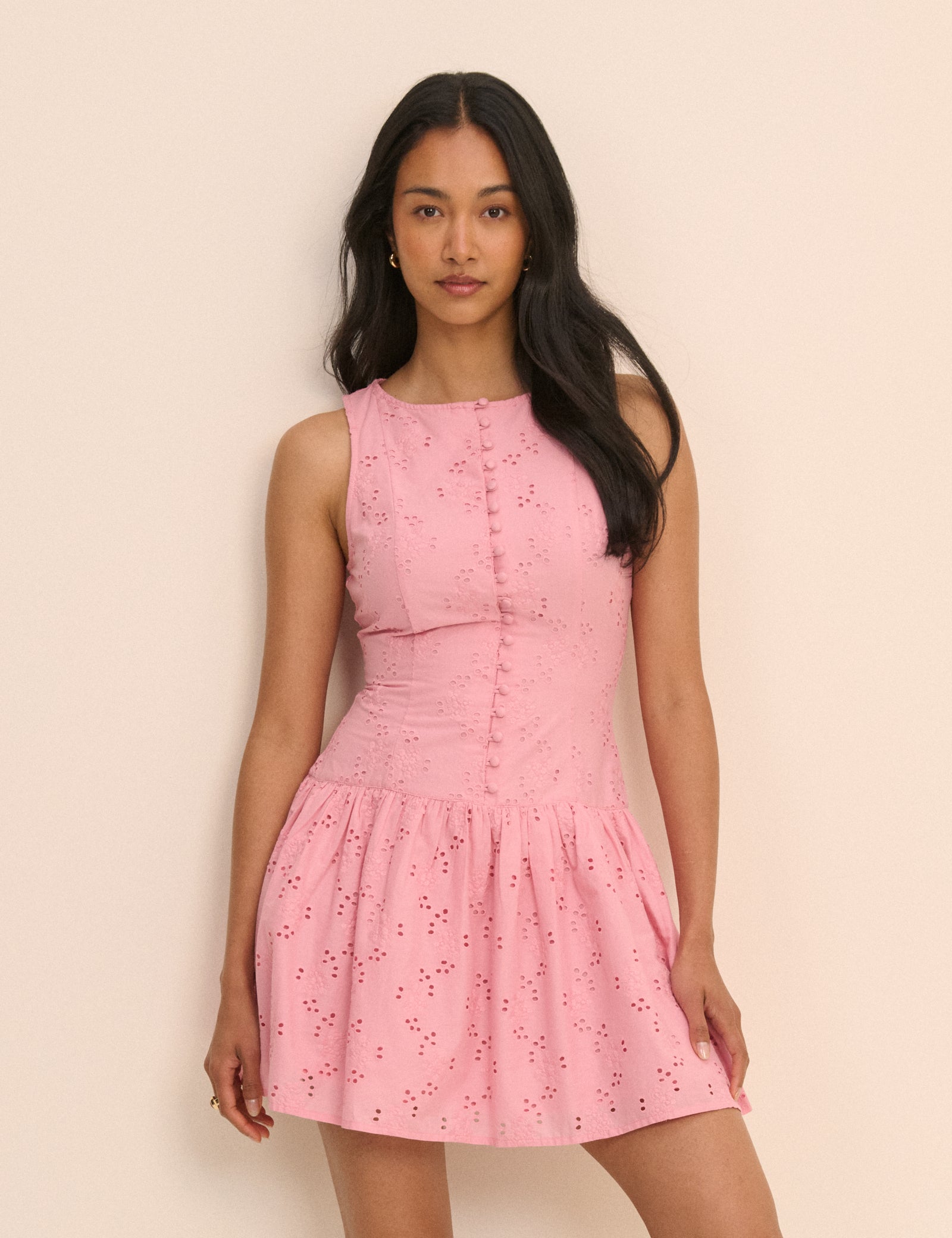 Pink Drop Waist Claudia Mini Dress
