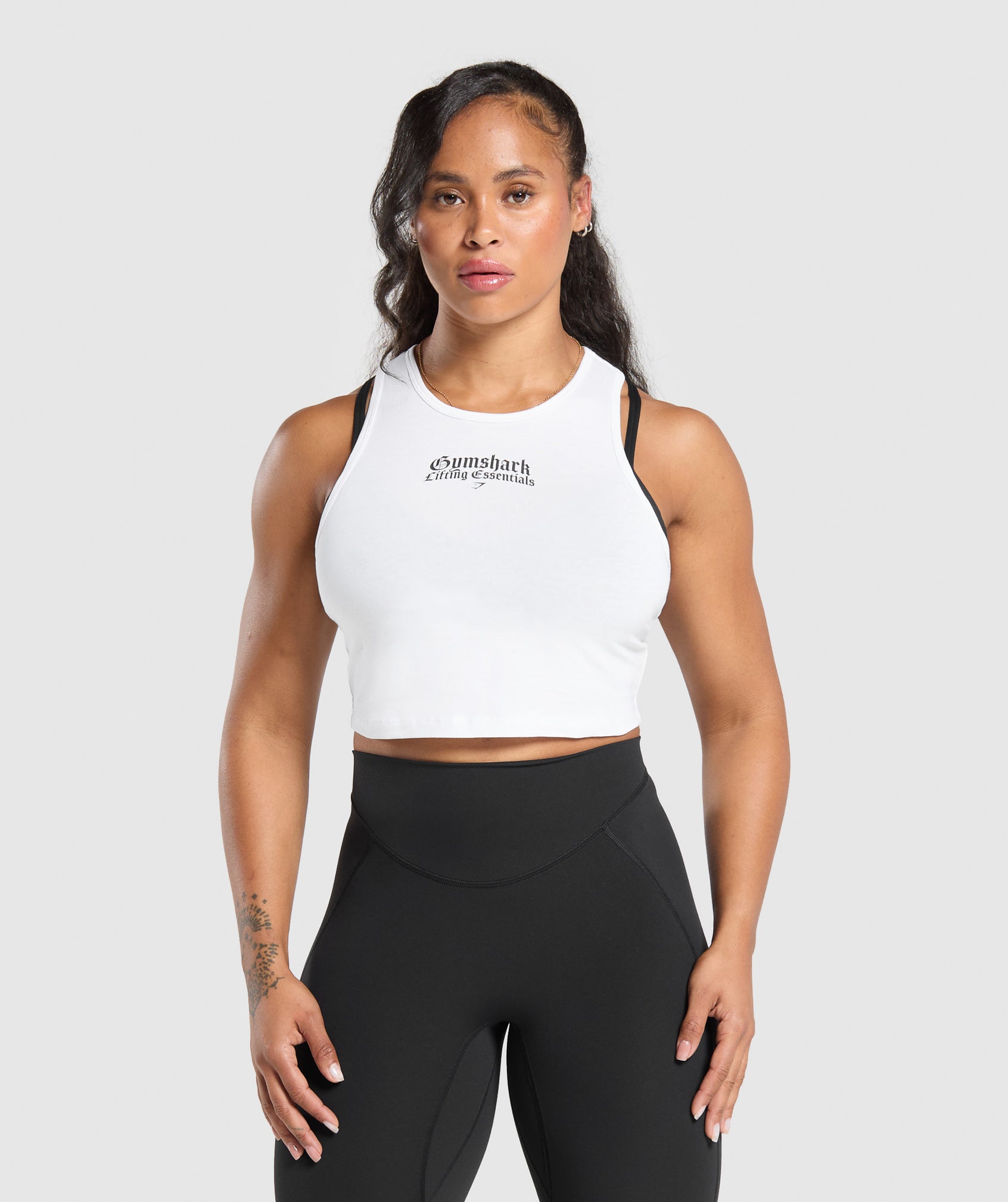 Gymshark Lifting Essentials Cropped Tank - White