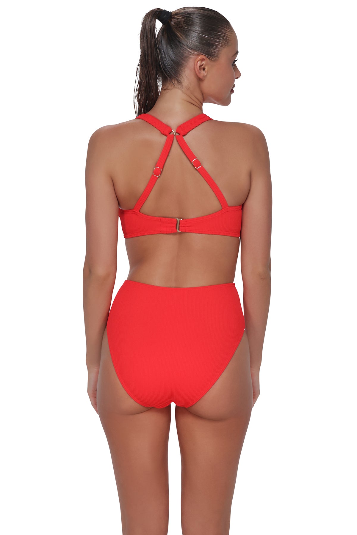 Pacifica by Sunsets Red Hot Rib Astrid High Waist Bottom