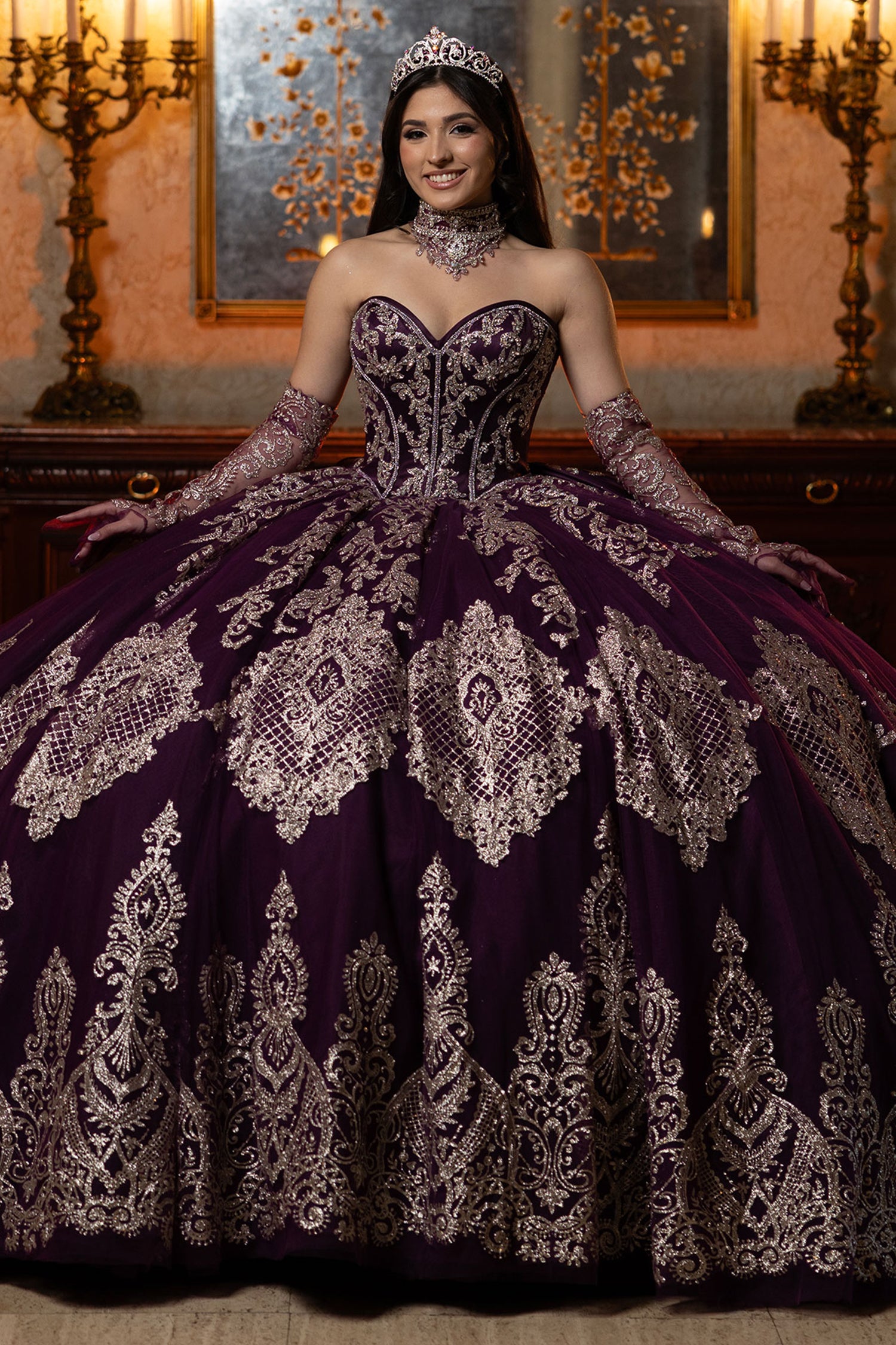 Vizcaya by Mori Lee 4080069 - Metallic Lace Strapless Quinceanera Gown