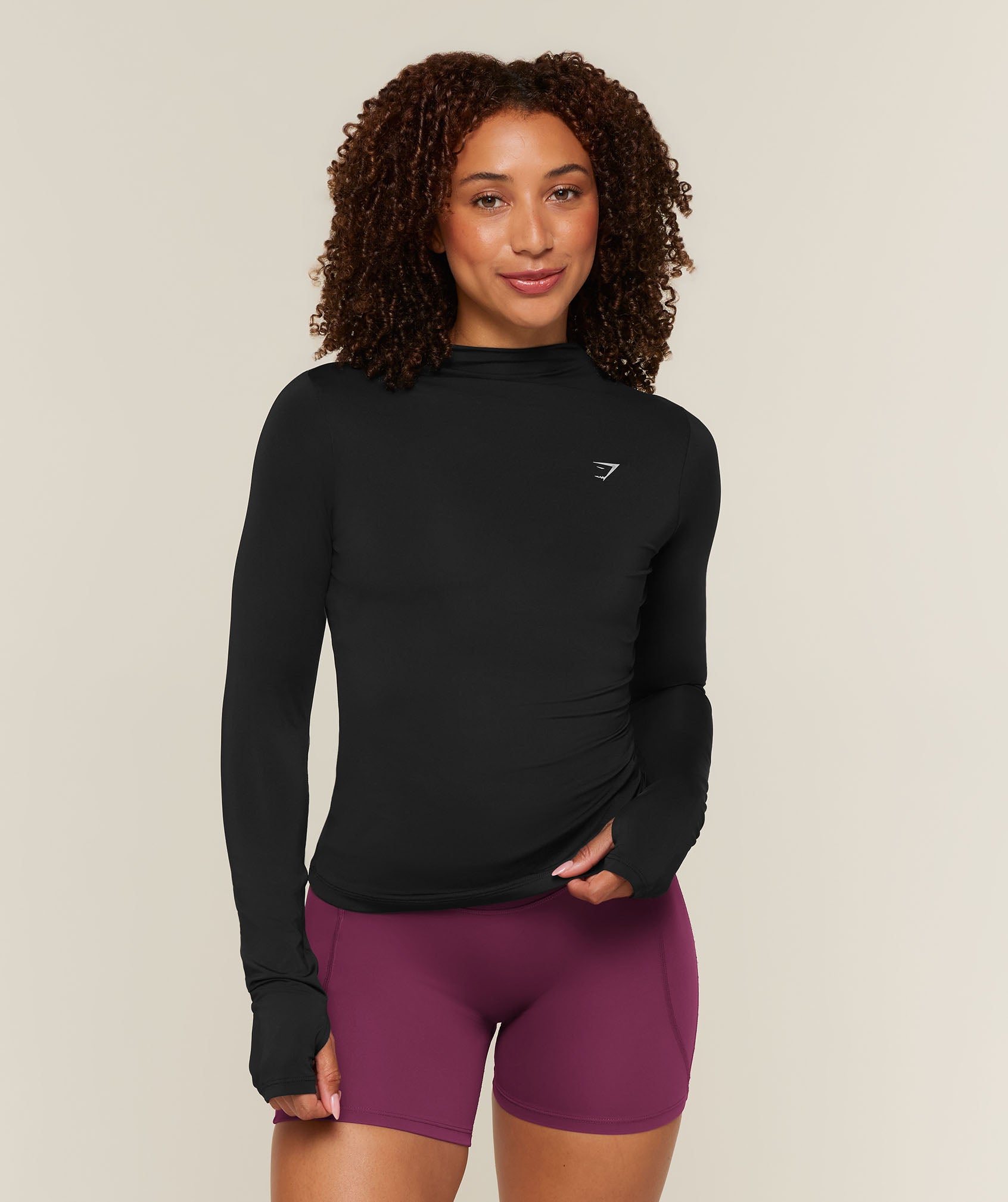 Gymshark Running High Neck Long Sleeve Top - Black