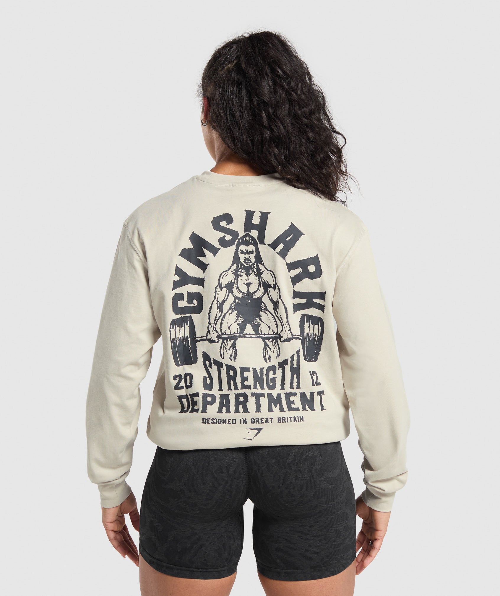 Gymshark Strength Department Graphic LS Top - Pebble Grey