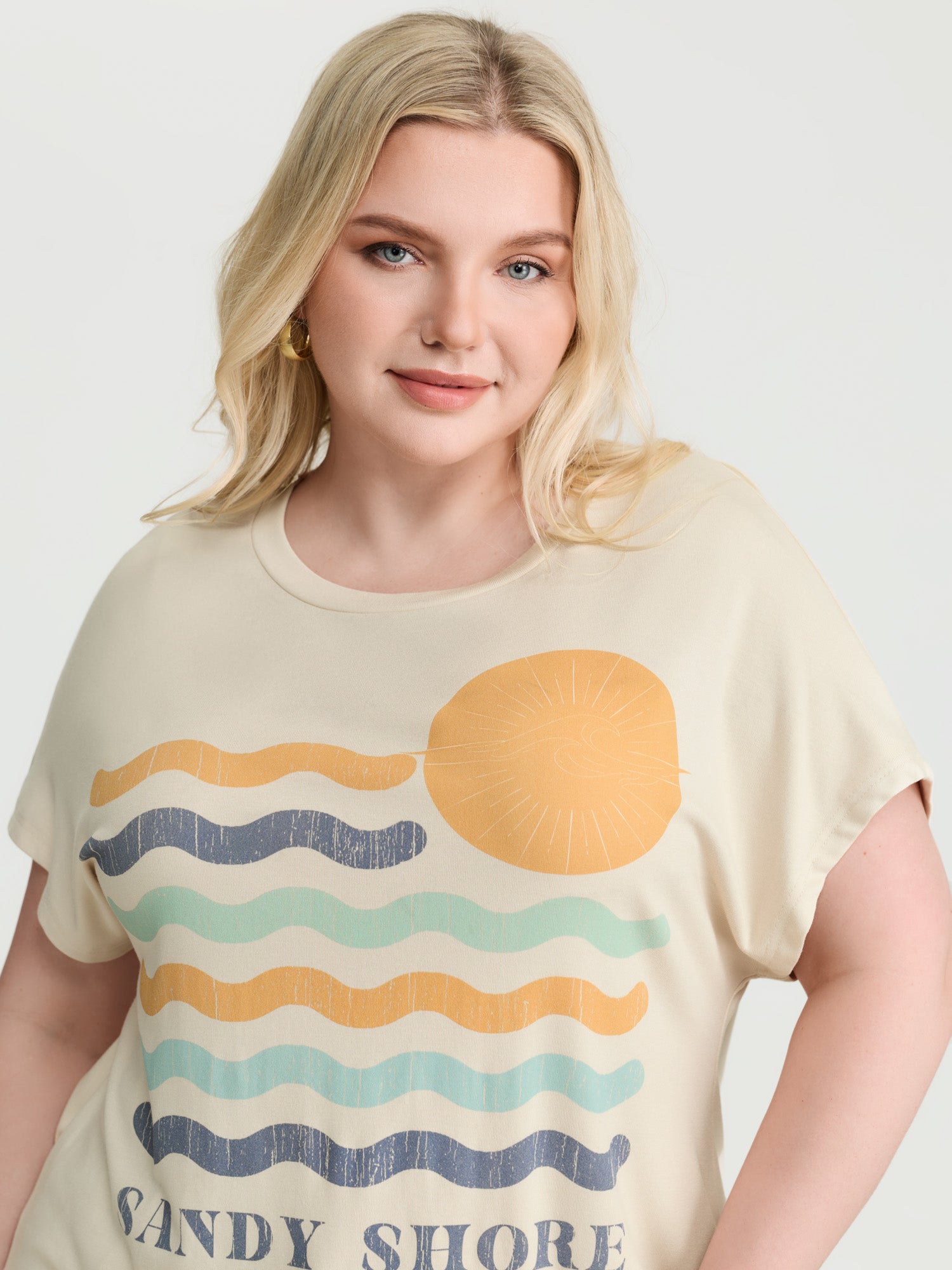 Sandy Shore Print Round Neck T-Shirt