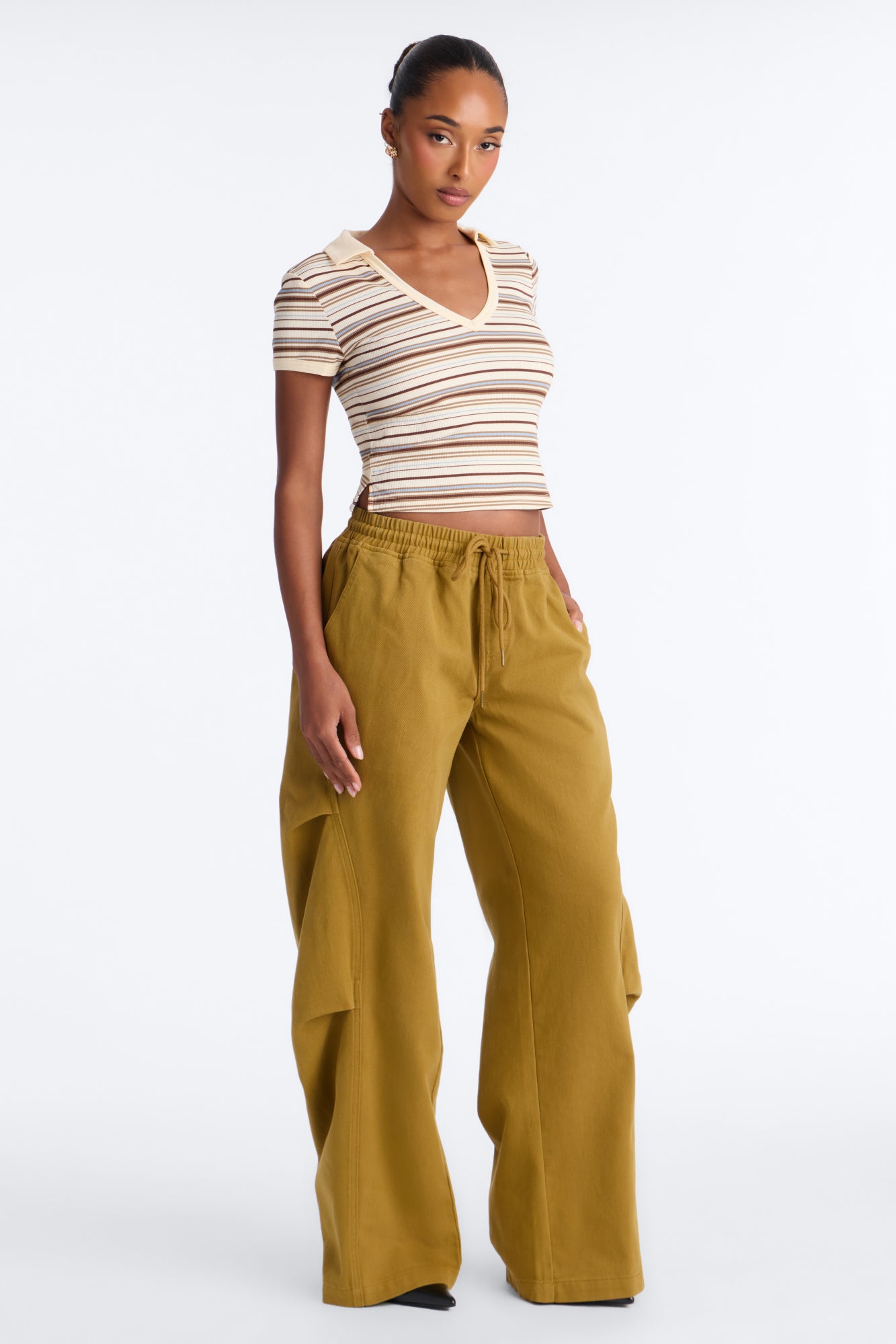 Sammy Twill Wide Leg Cargo Pant - Chartreuse