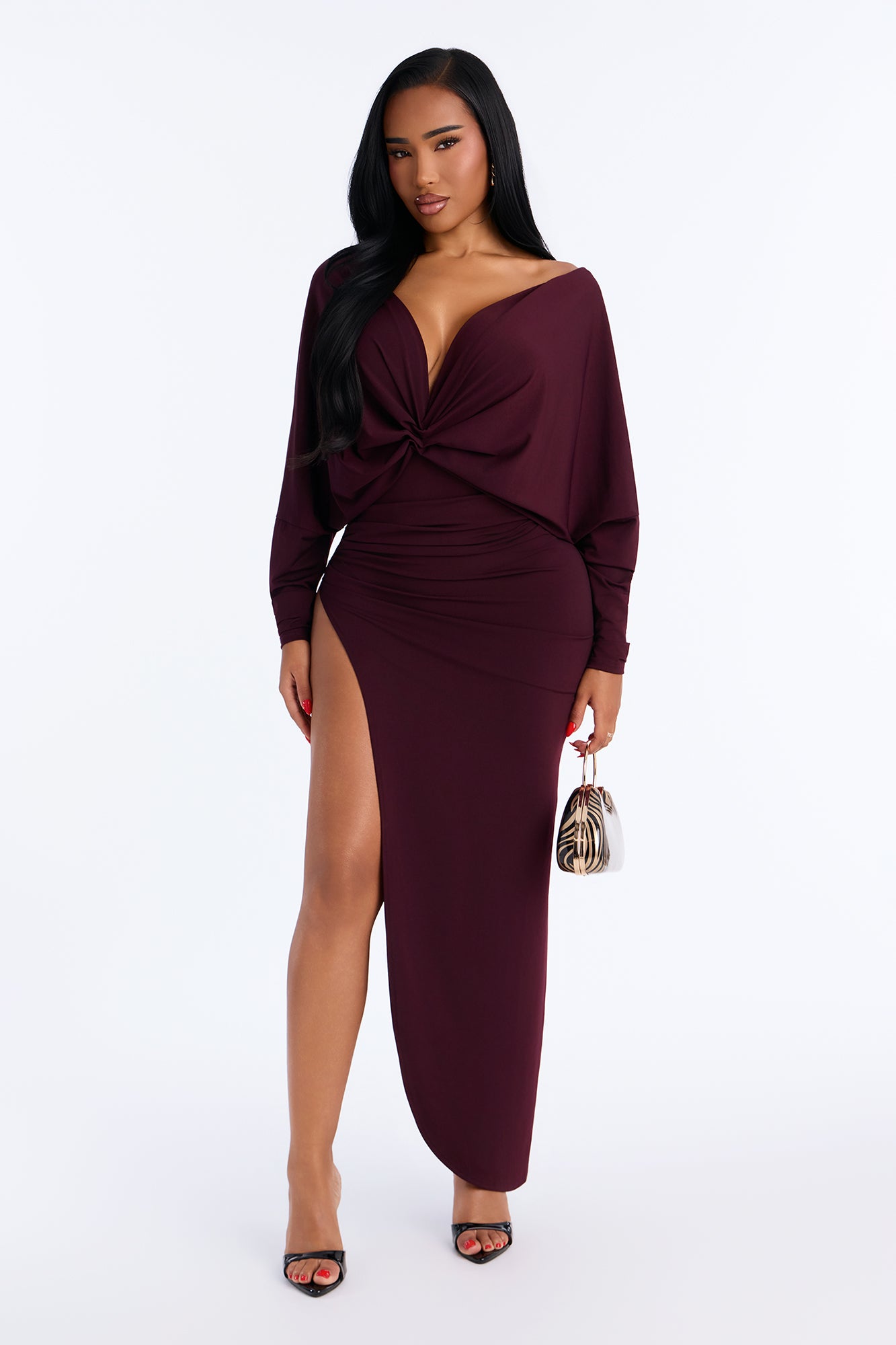 It's Okay To Stare High Slit Maxi Dress - Purple