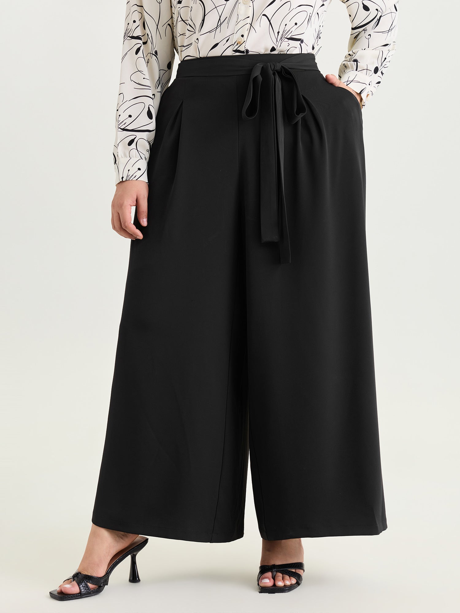 Side-Tie Wide-Leg Pants