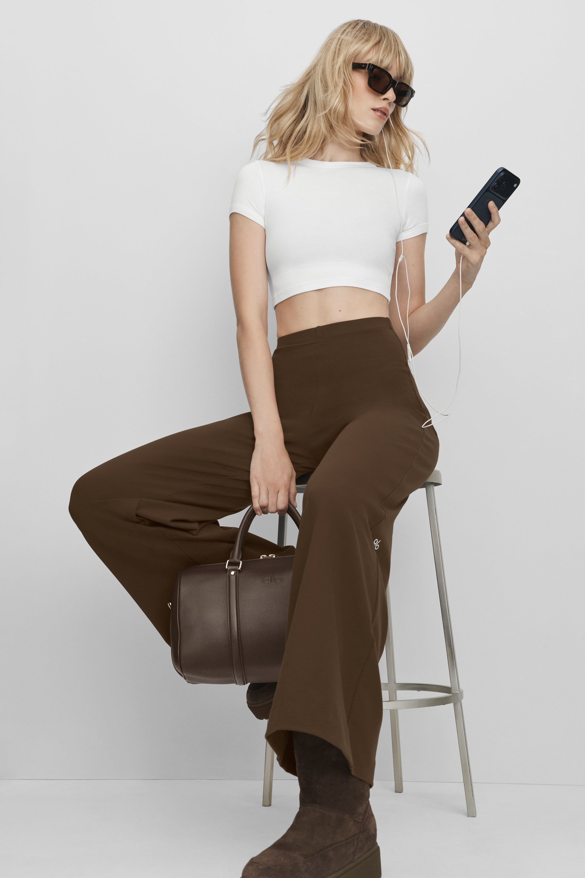 Airbrush High-Waist Wide Leg Pant (Regular) - Espresso