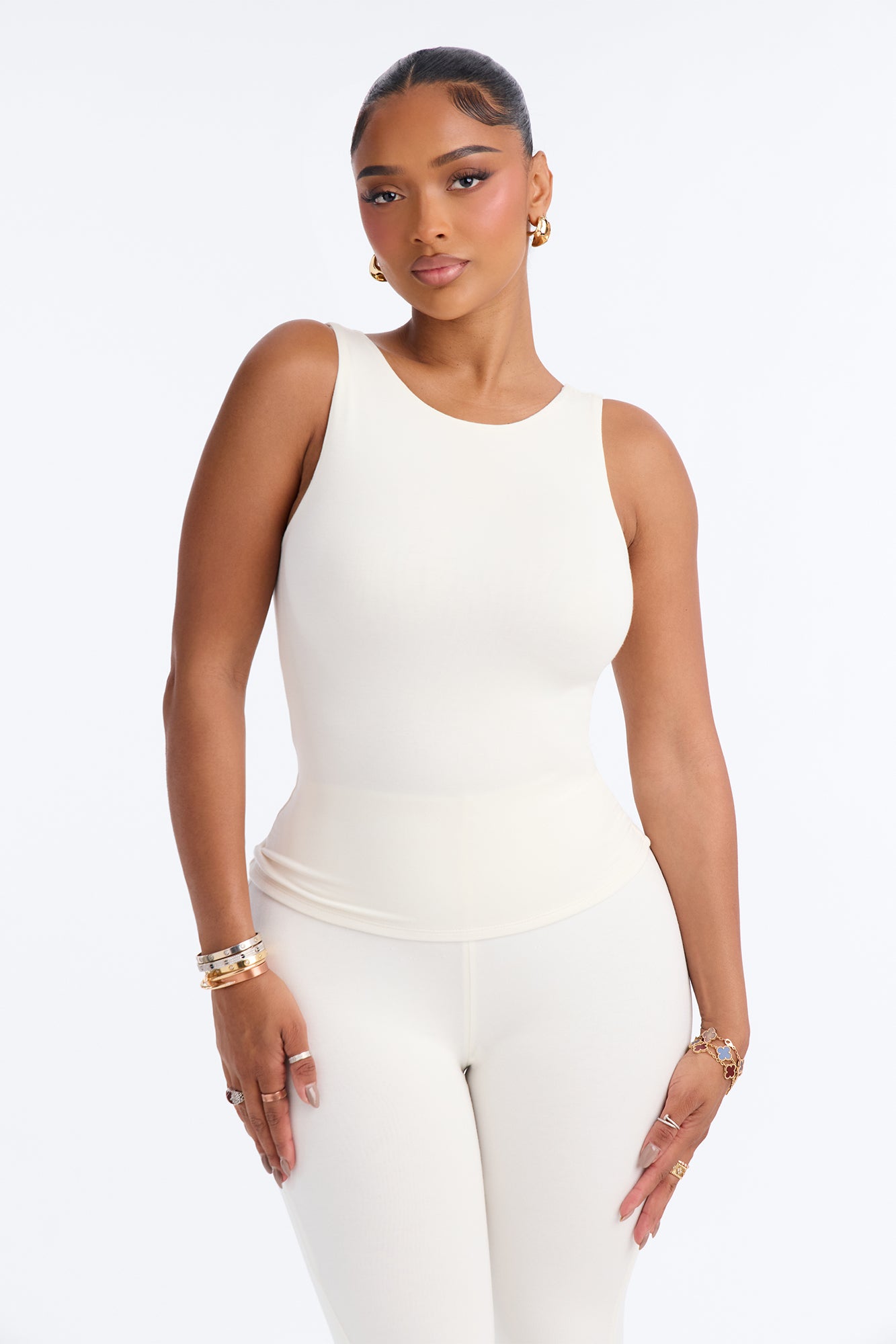 Bianca Premium Modal Boat Neck Tank Top - Cream