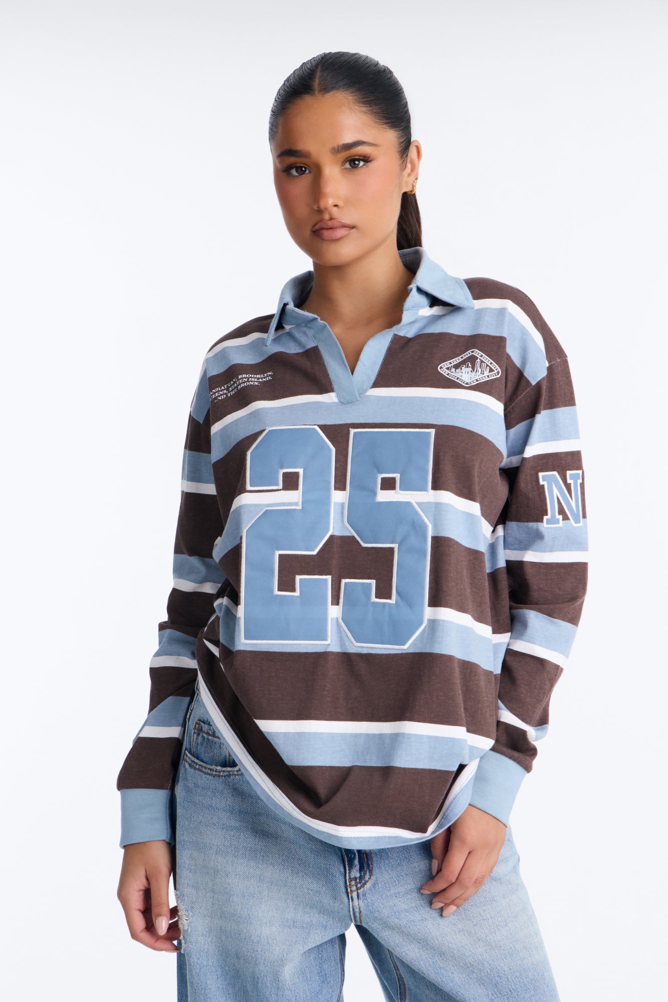 Rugby Stripe Multi Graphic Polo - Chocolate/Combo