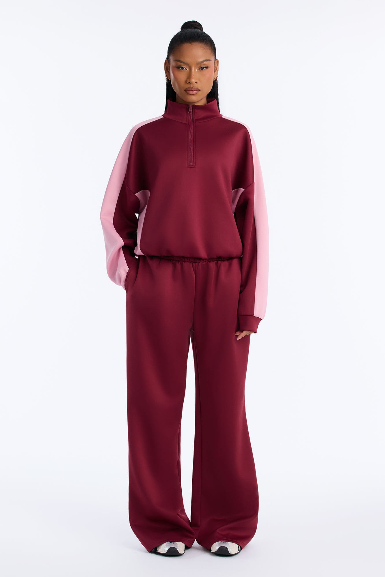 Jet Set Scuba Pant Set - Wine/combo