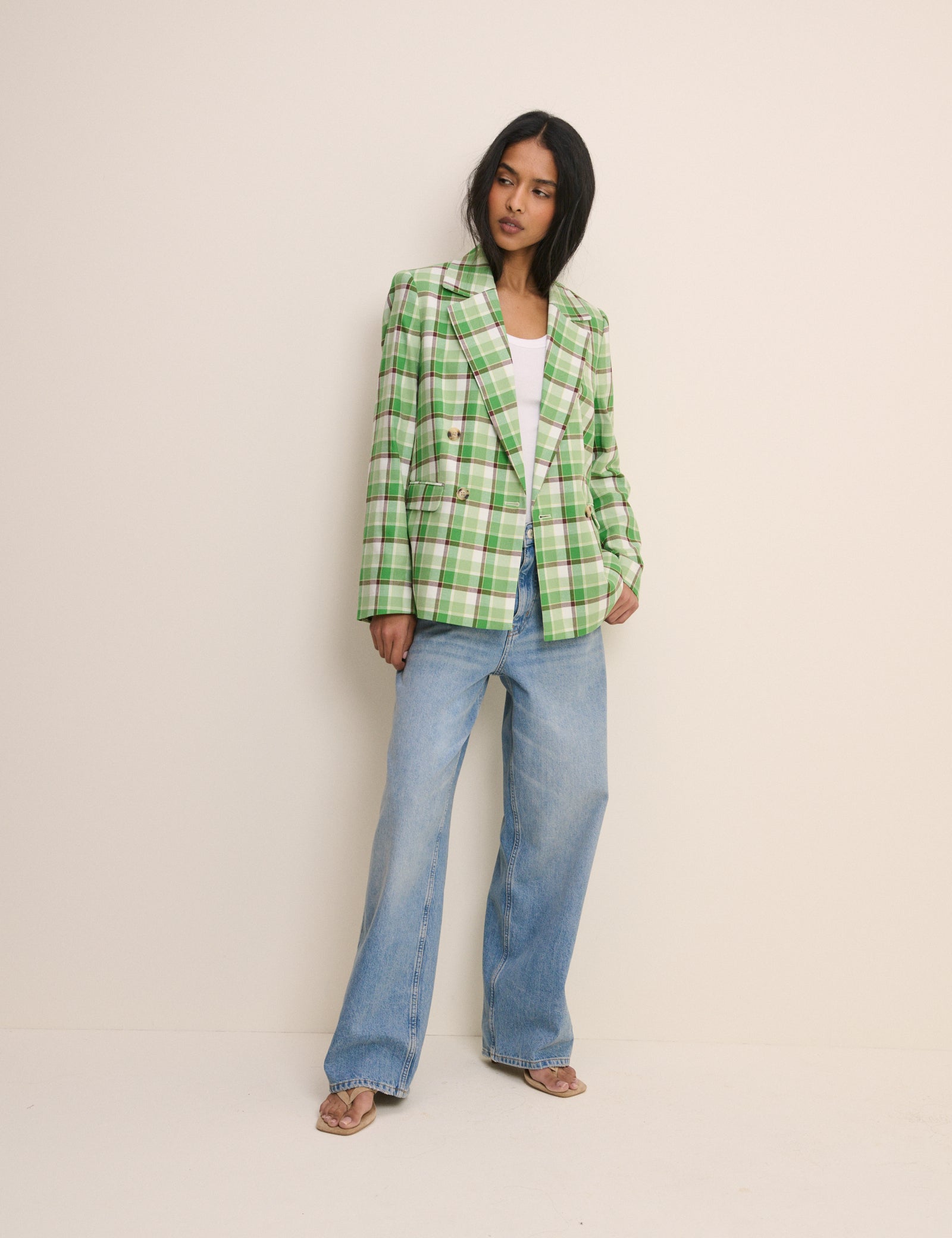 Green Tartan Alicia Double Breasted Blazer