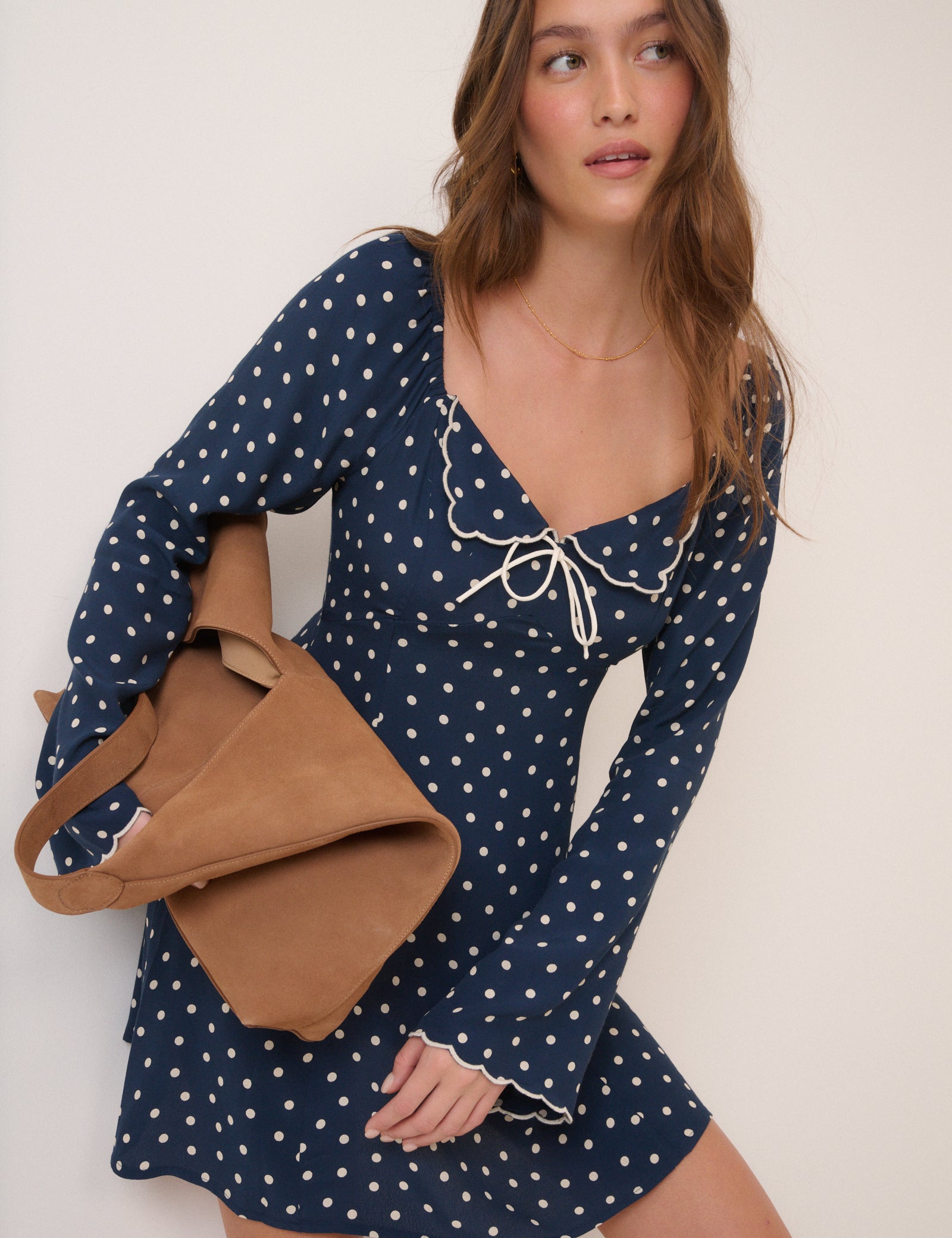 Navy Polka Dot Lyon Mini Dress