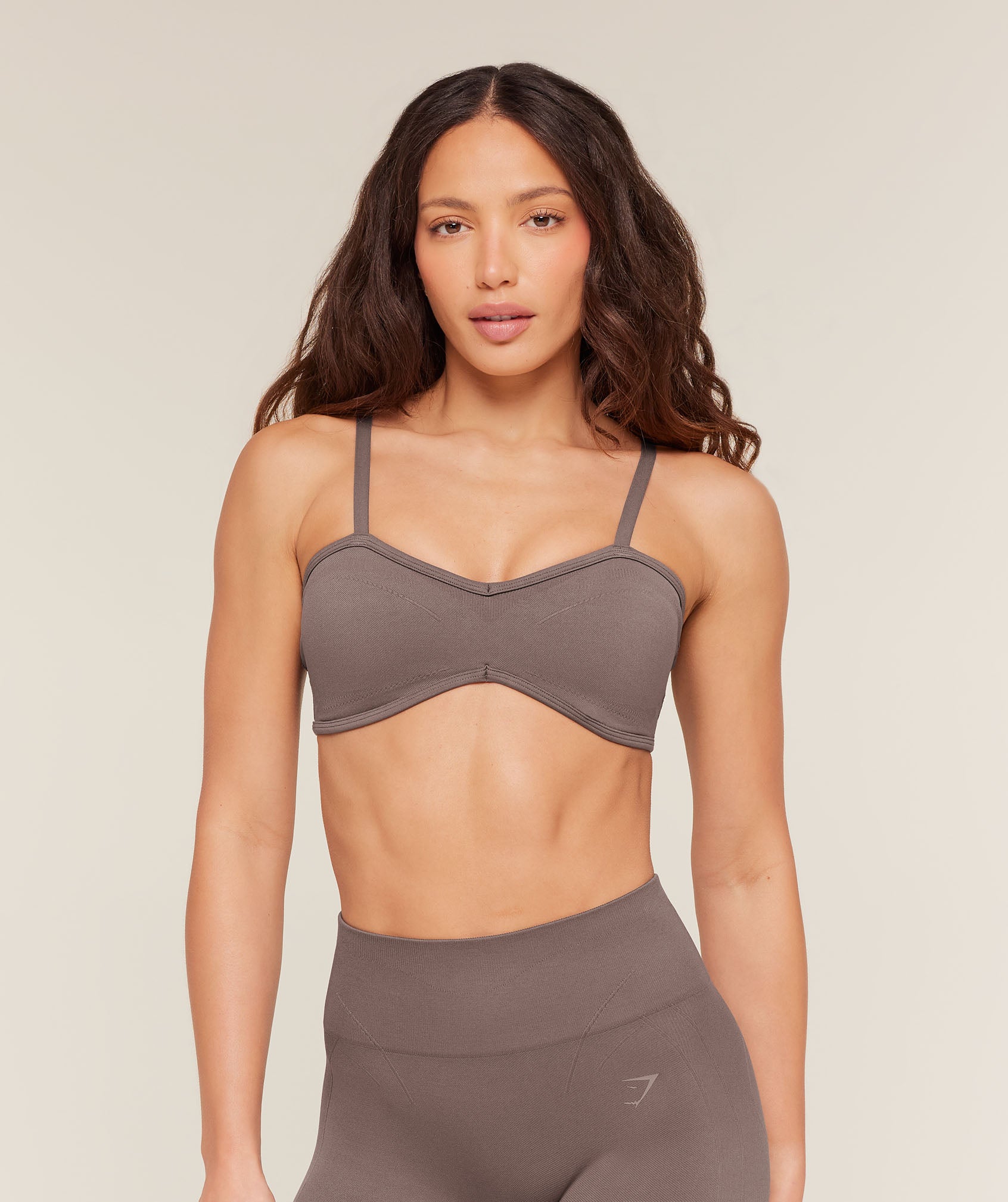 Gymshark Poise Light Support Seamless Sports Bra - Cool Brown