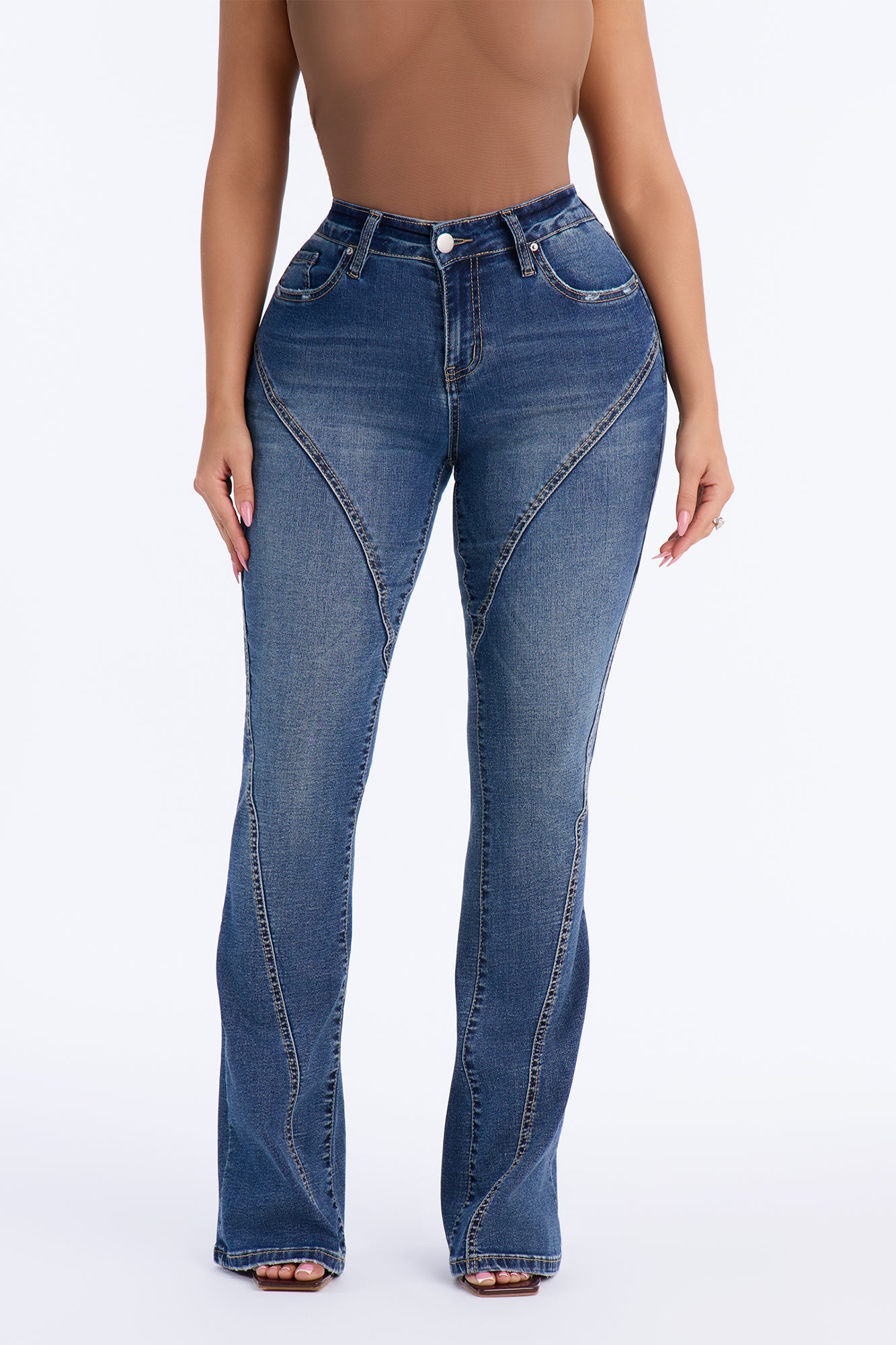 Worked It Stretch Seamed Bootcut Jeans - Dark Wash