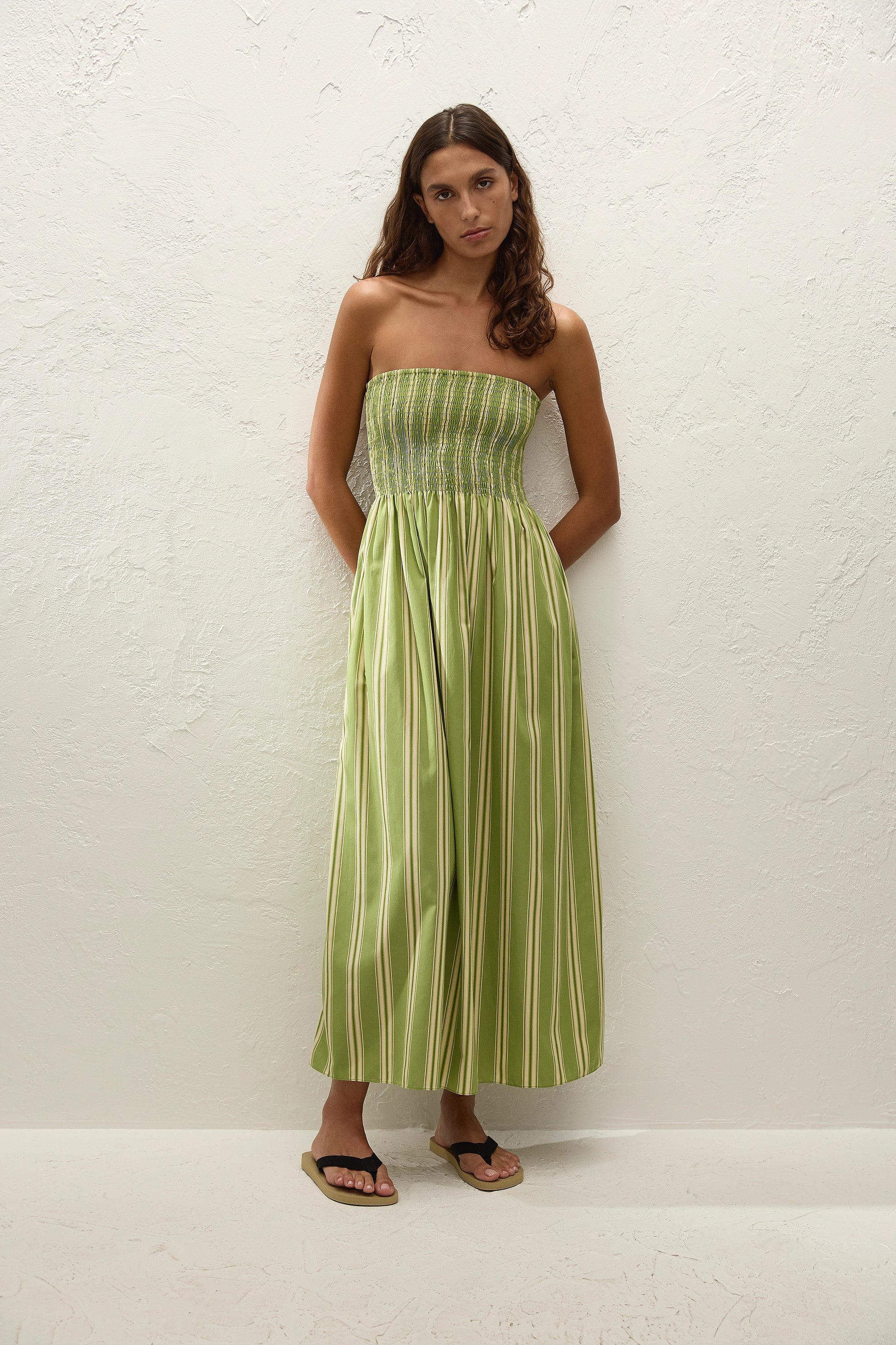 Jamie Midi Dress Ombre Stripe Juniper - Final Sale