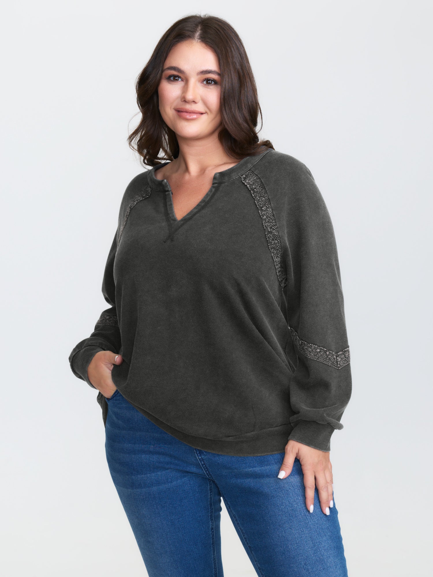 Pure Cotton Vintage Lace Trim Sweatshirt