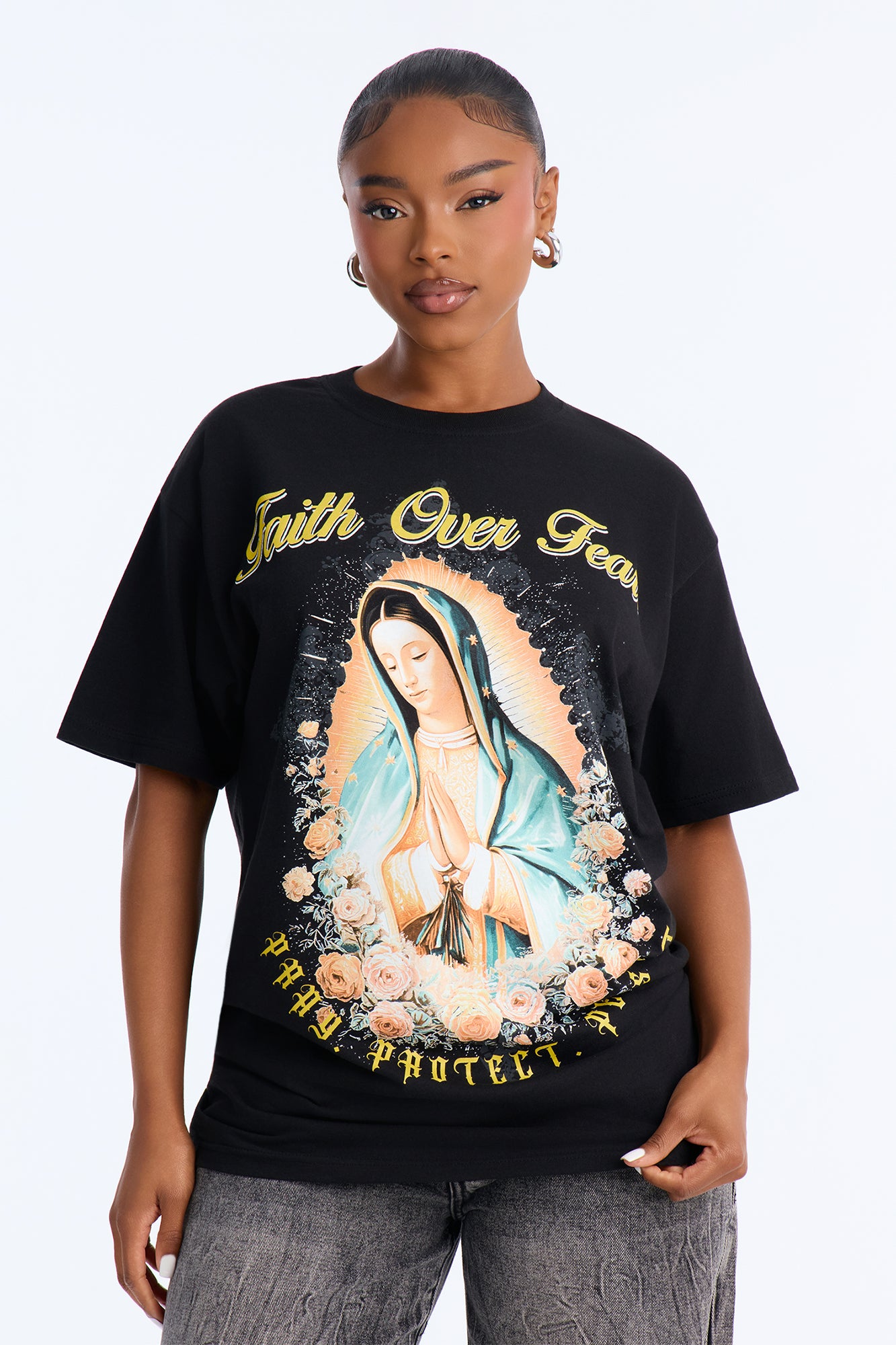 Faith Over Fear Praying Tee - Black