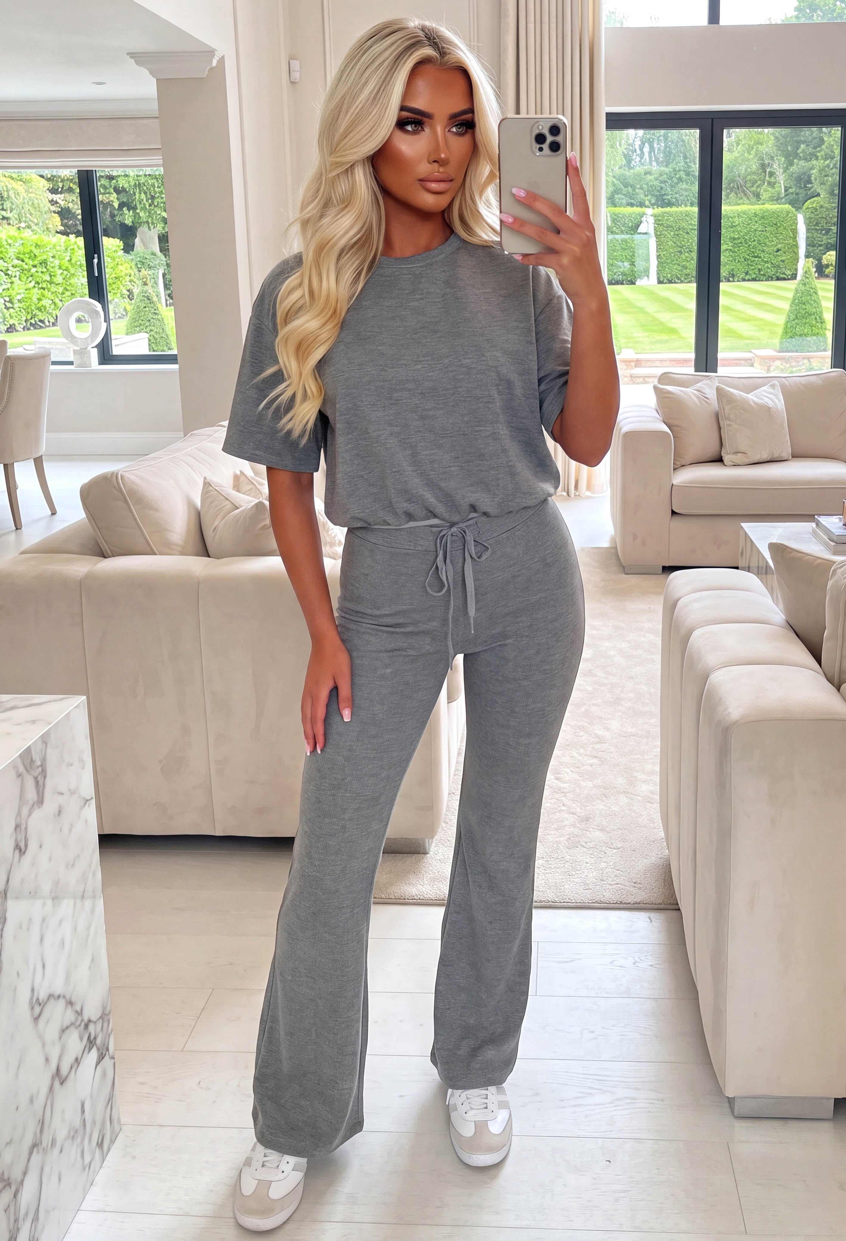 Soft Slay Taupe Bubble Hem Lounge Co-ord Set