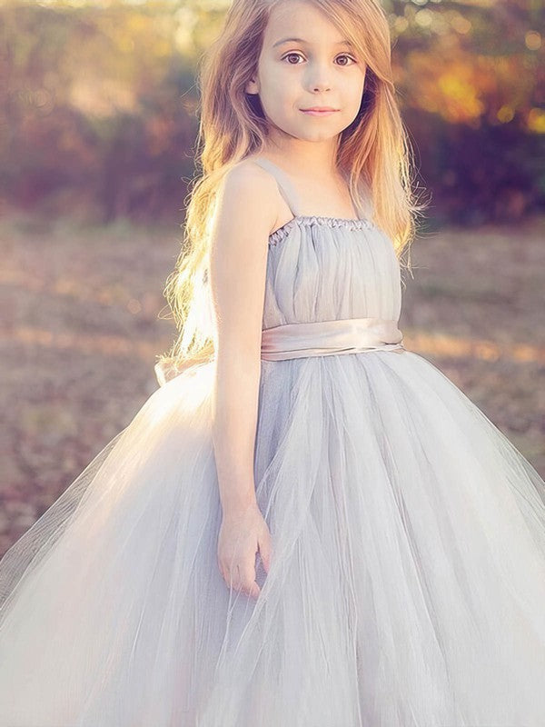 Chic Square Neck Sleeveless A-Line Tulle Flower Girl Dresses
