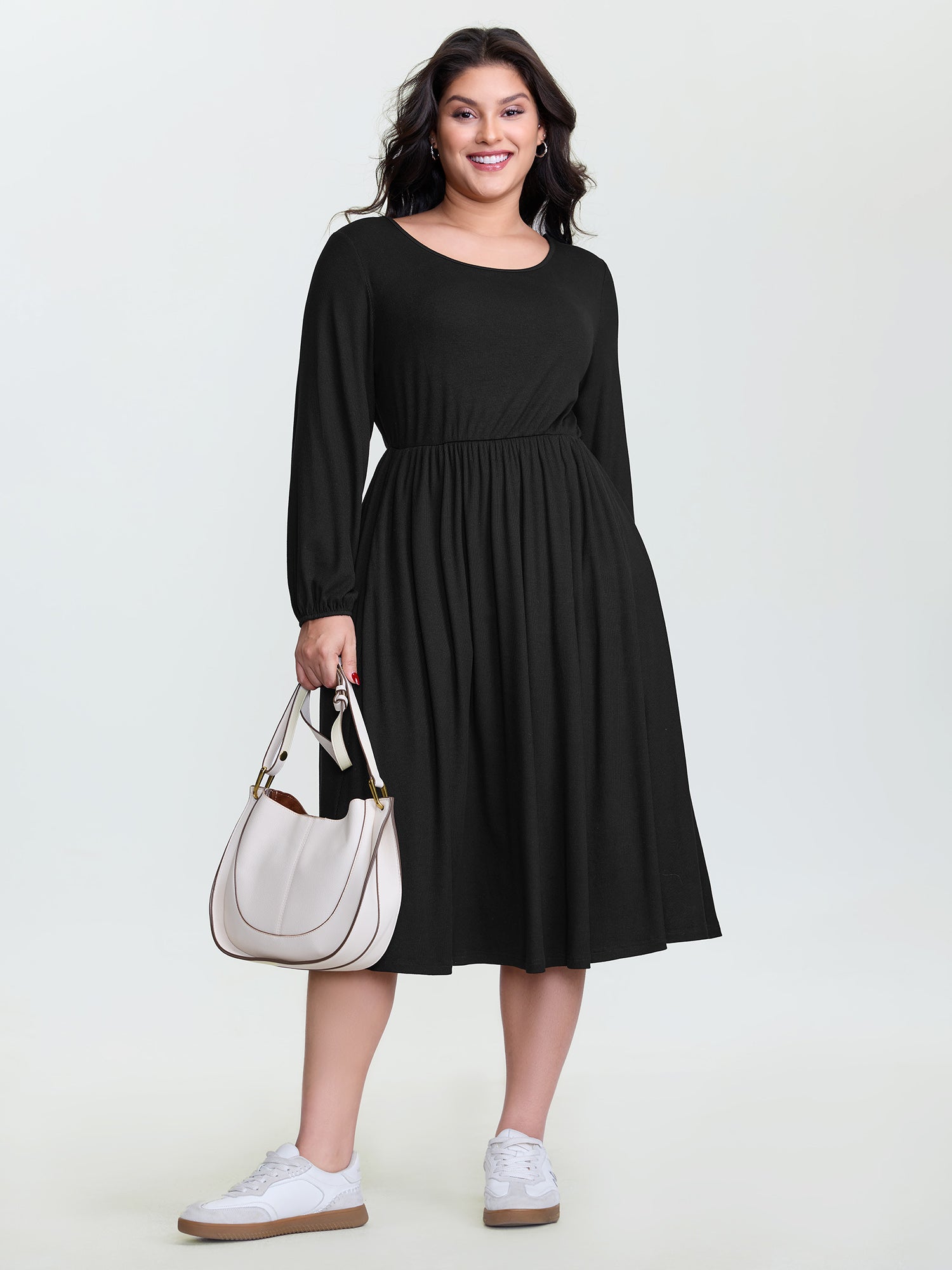 Supersoft Cut-Out Back Round Neck Midi Dress