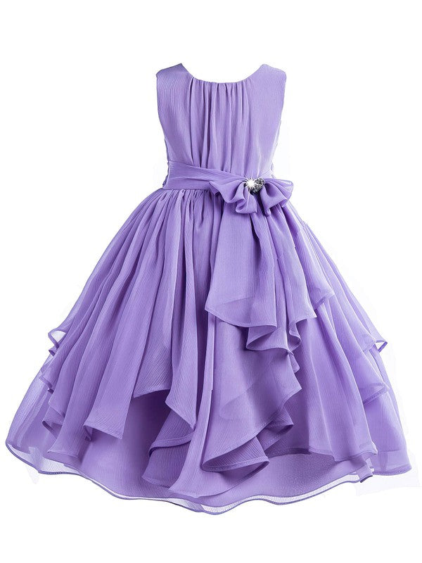 Elegant A-Line Scoop Neck Sleeveless Chiffon Flower Girl Dresses